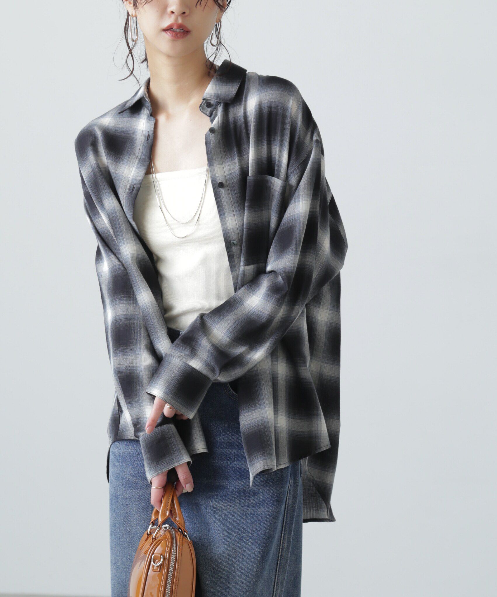  「オンブレチェックビッグシャツ」|シャツ・ブラウス|ブラックべー 1