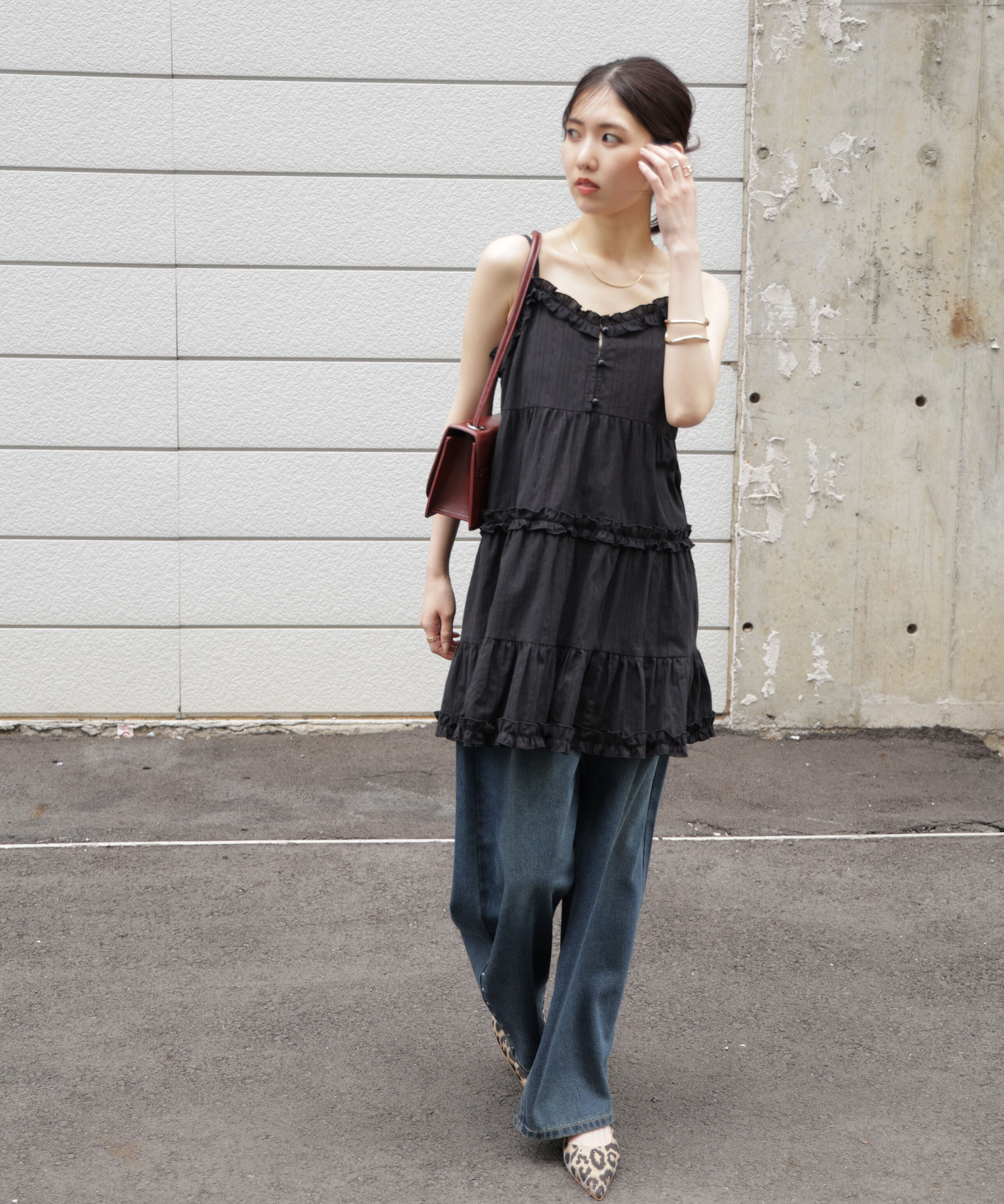  「コットンティアードキャミミニワンピース」|ワンピース|