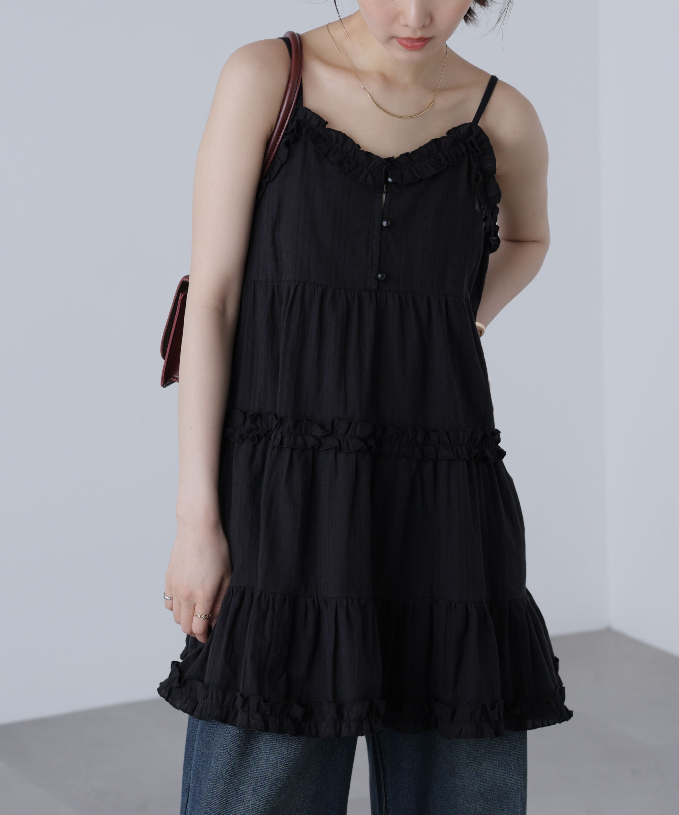  「コットンティアードキャミミニワンピース」|ワンピース|