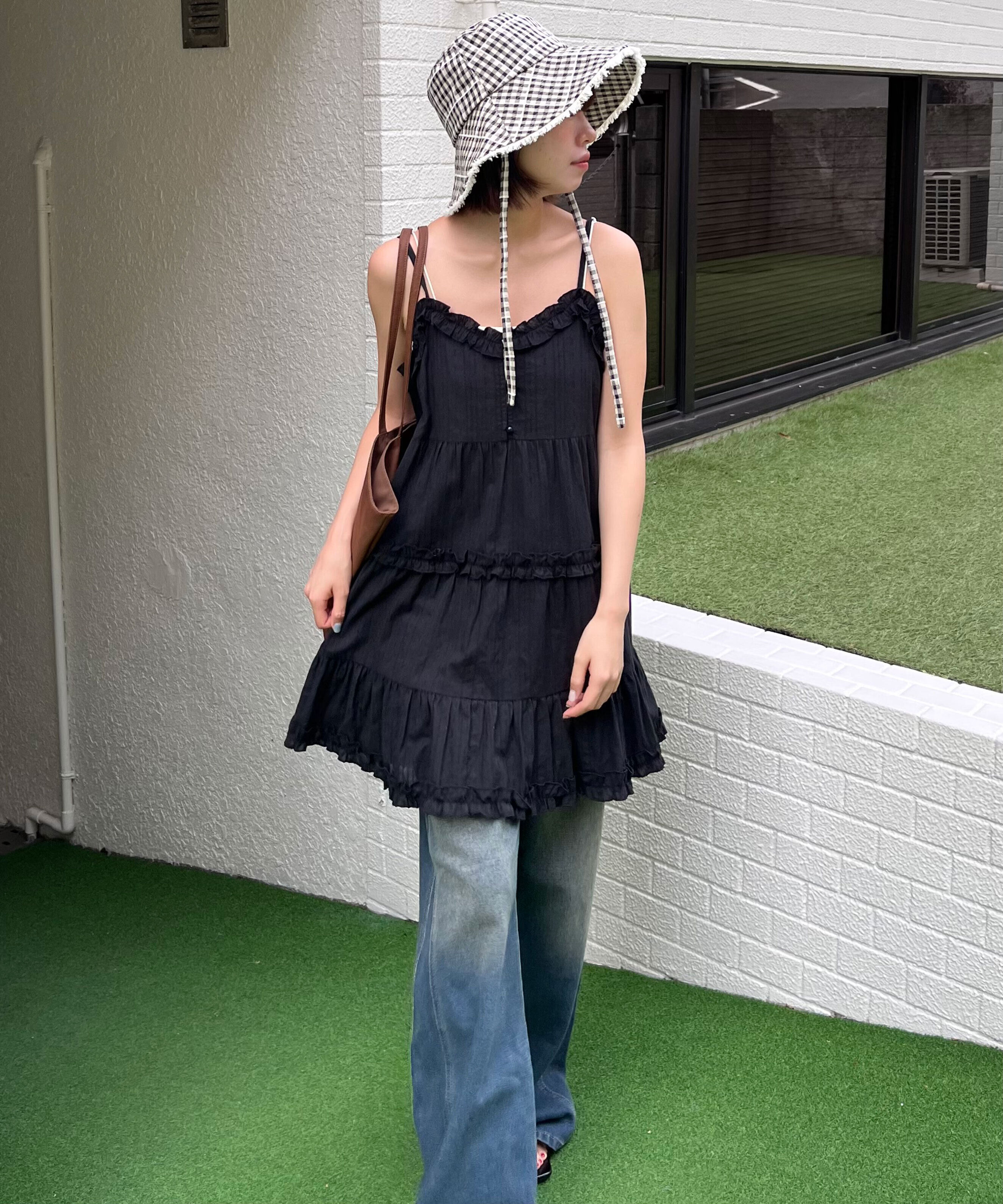  「コットンティアードキャミミニワンピース」|ワンピース|