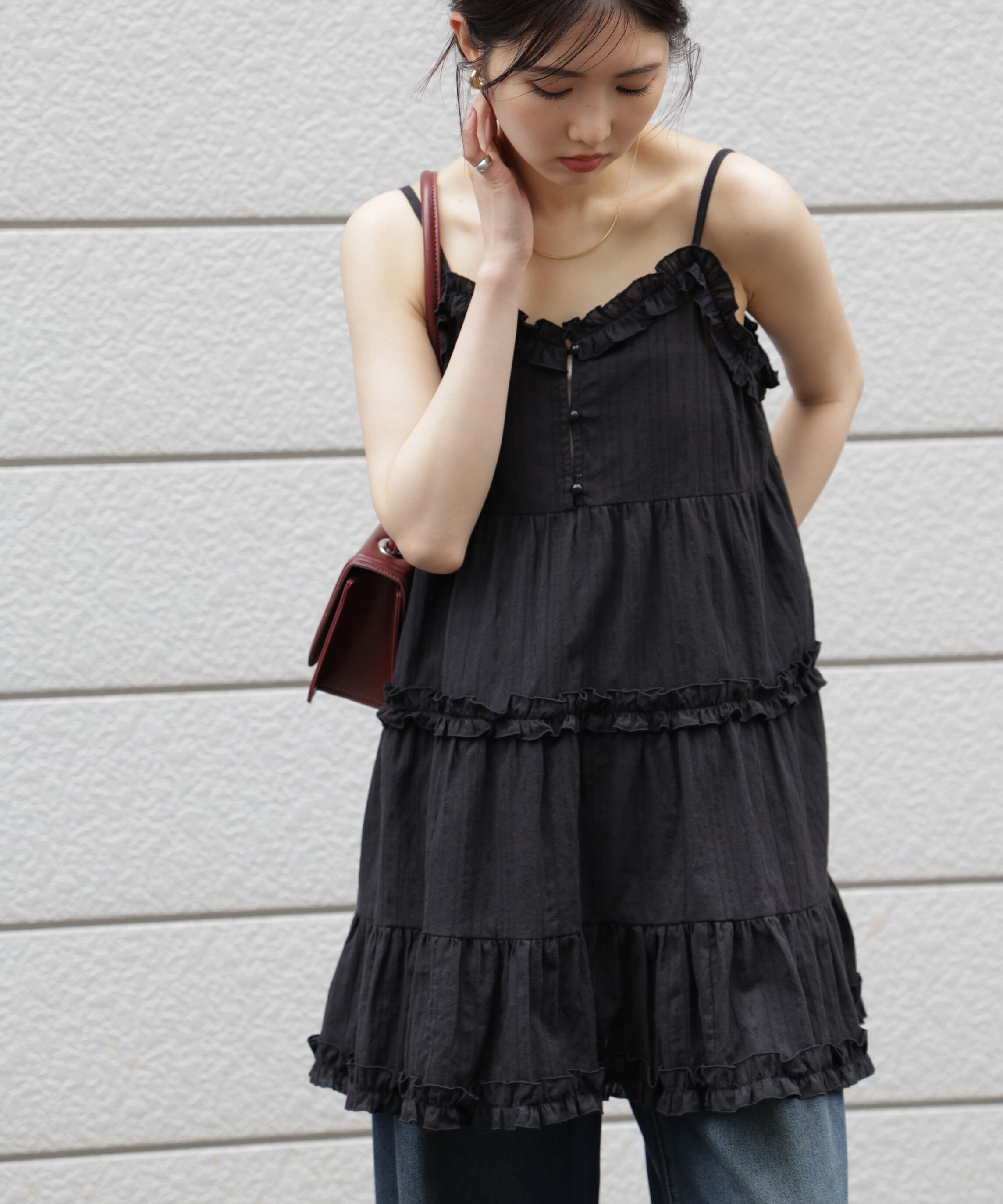  「コットンティアードキャミミニワンピース」|ワンピース|