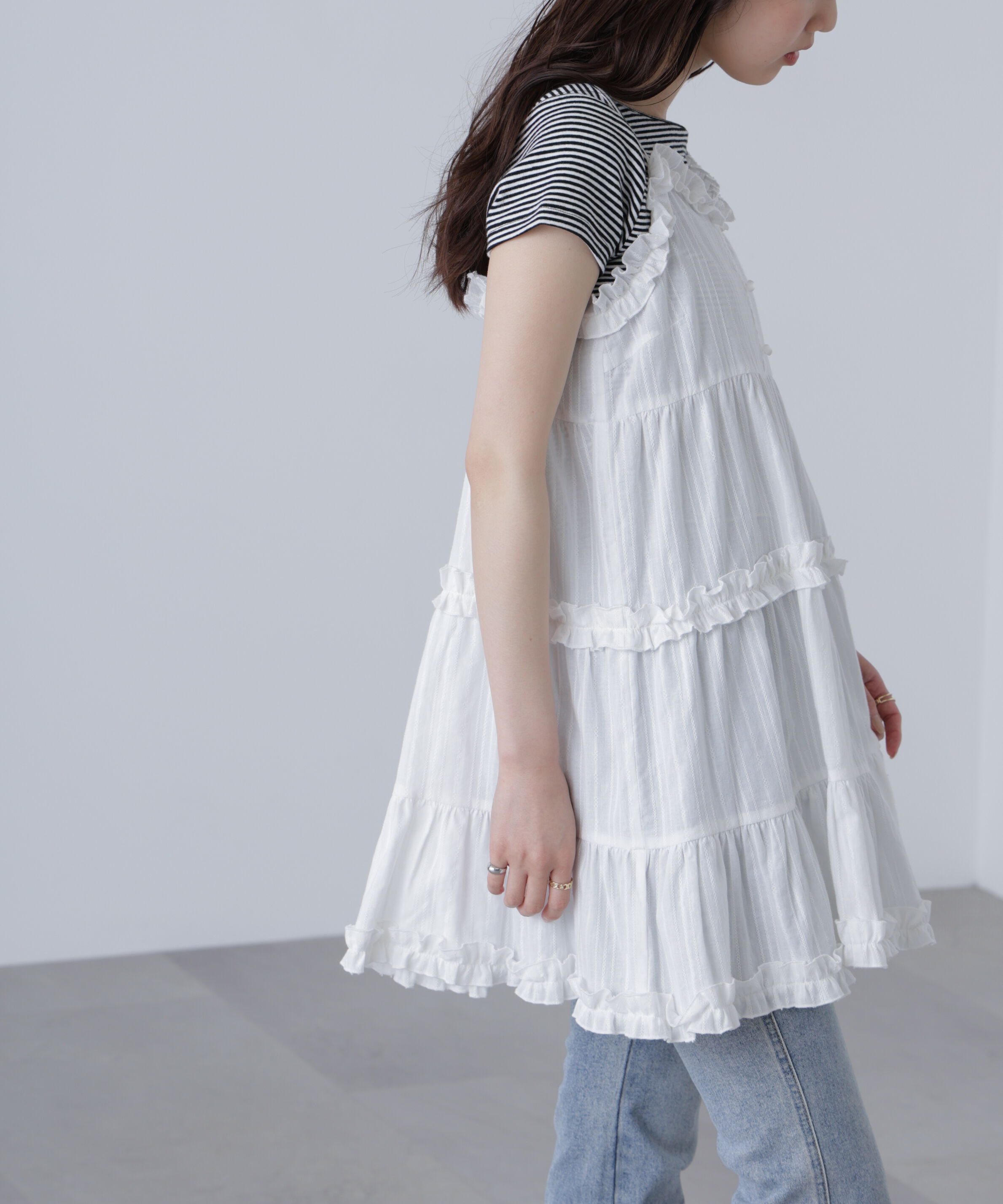  「コットンティアードキャミミニワンピース」|ワンピース|