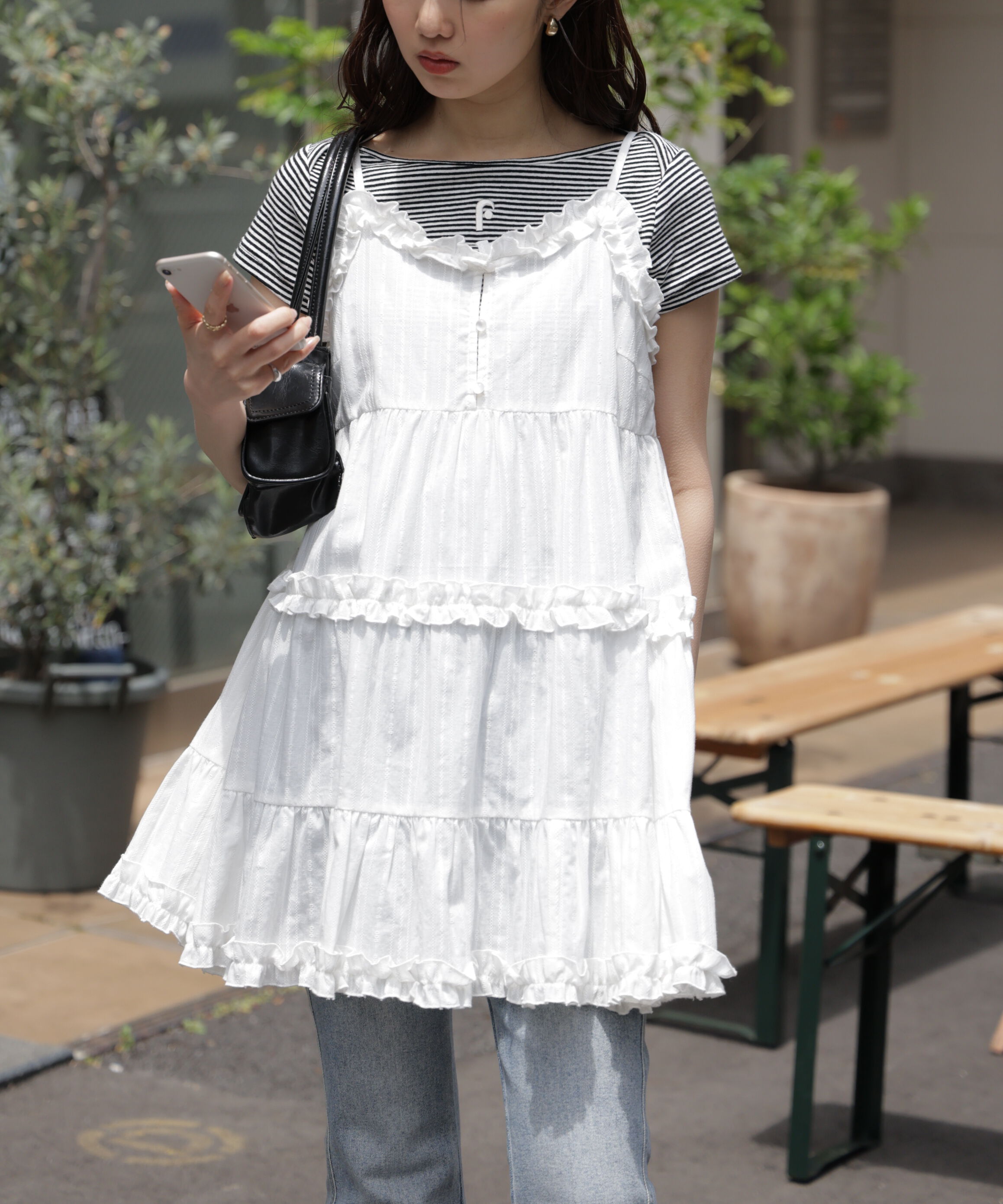  「コットンティアードキャミミニワンピース」|ワンピース|