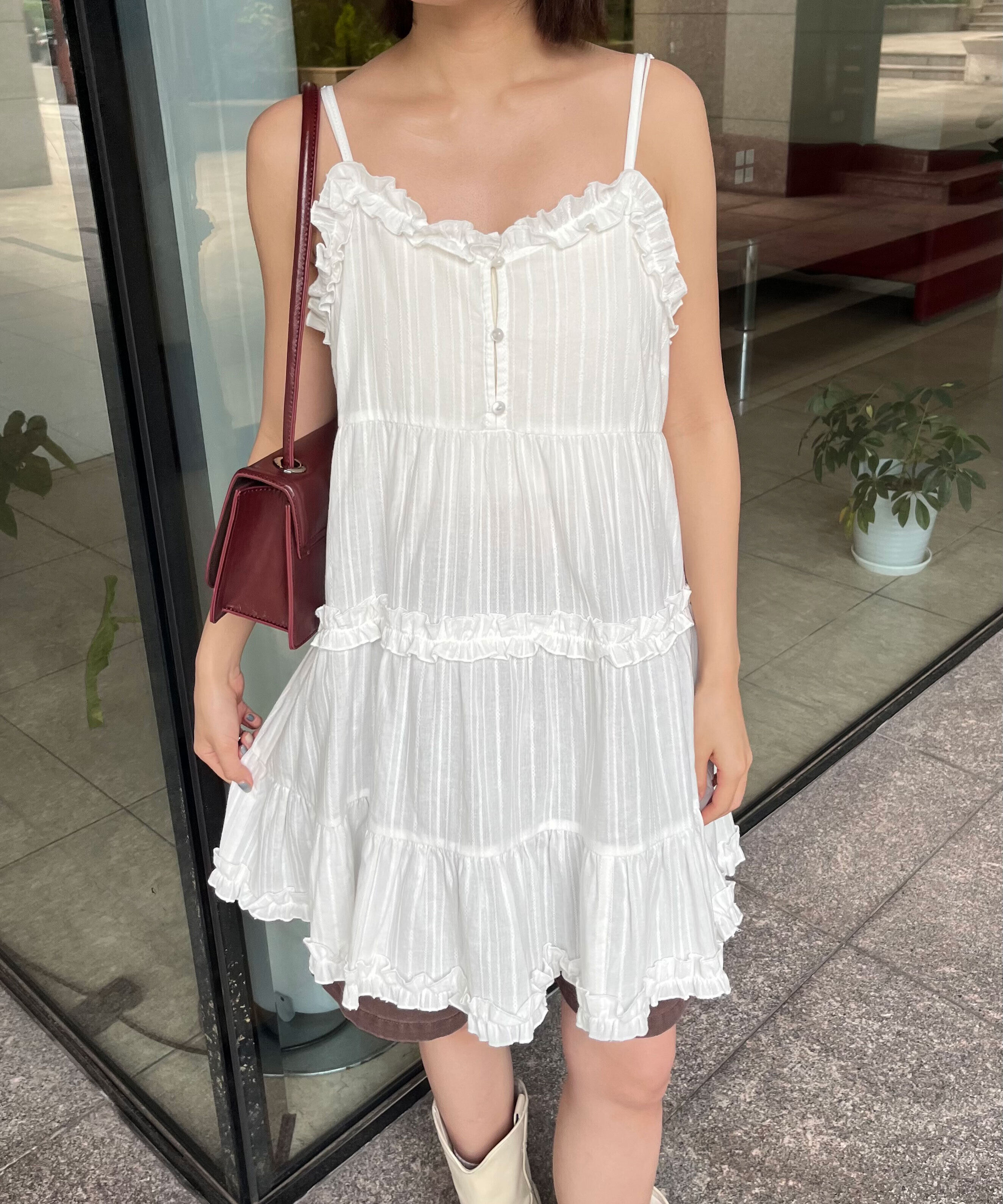  「コットンティアードキャミミニワンピース」|ワンピース|