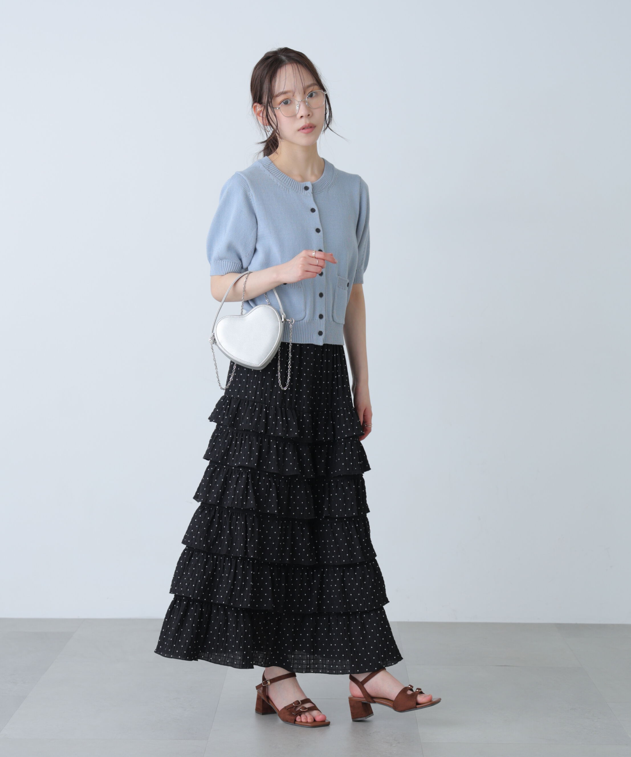  「フロントポケット半袖カーディガン」|ニット・セーター|