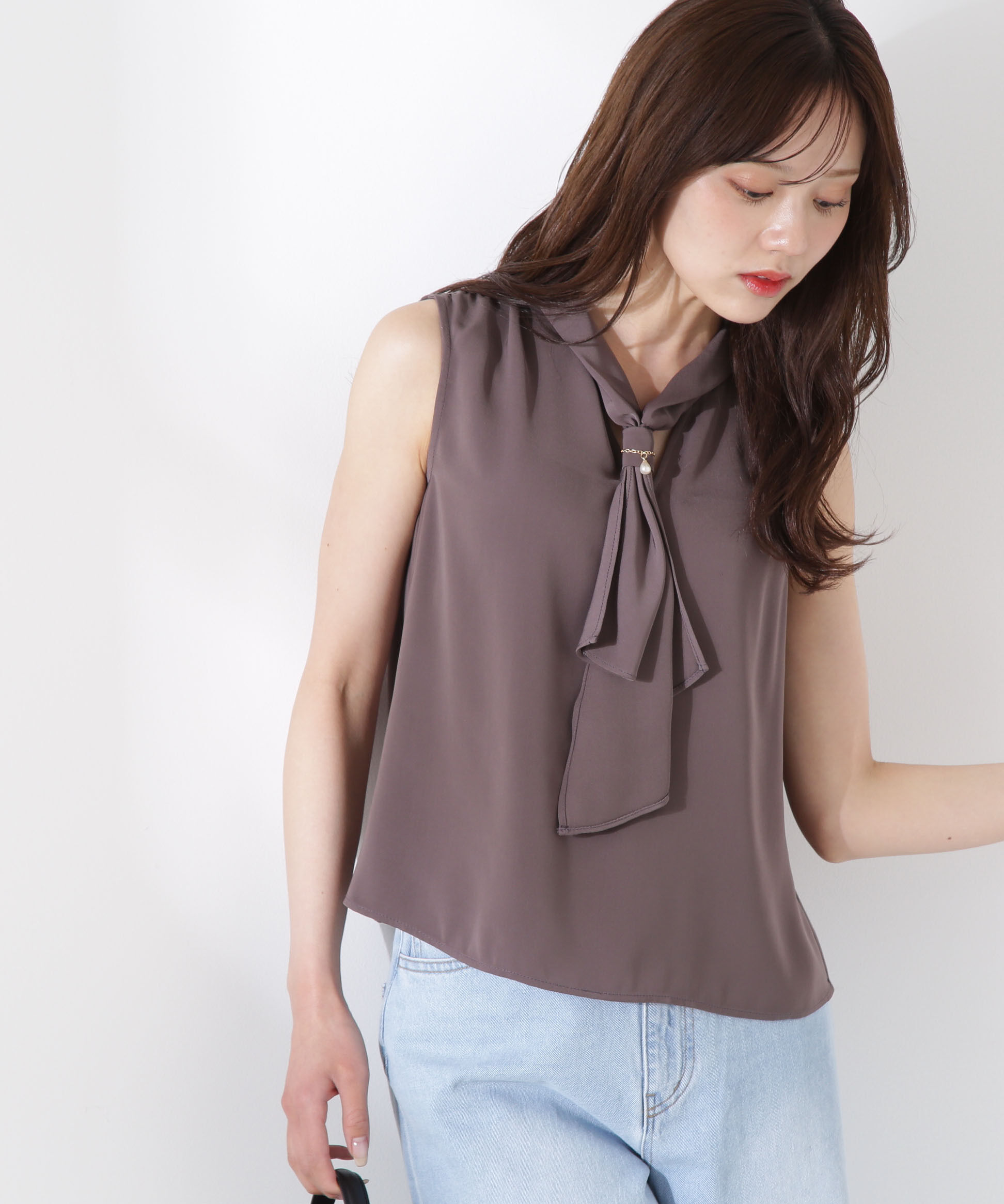 PROPORTION BODY DRESSING「パール付きフリルタイブラウス」|シャツ・ブラウス|