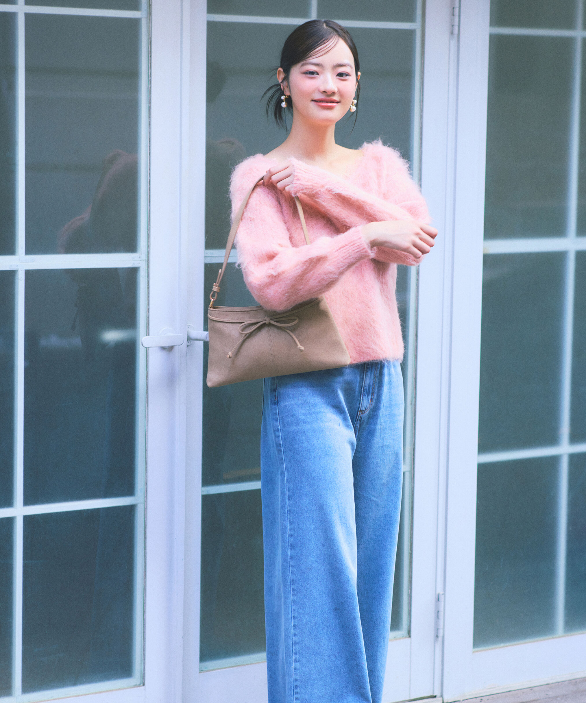 PROPORTION BODY DRESSING「襟元レースニットトップ 25AW」|ニット・セーター|