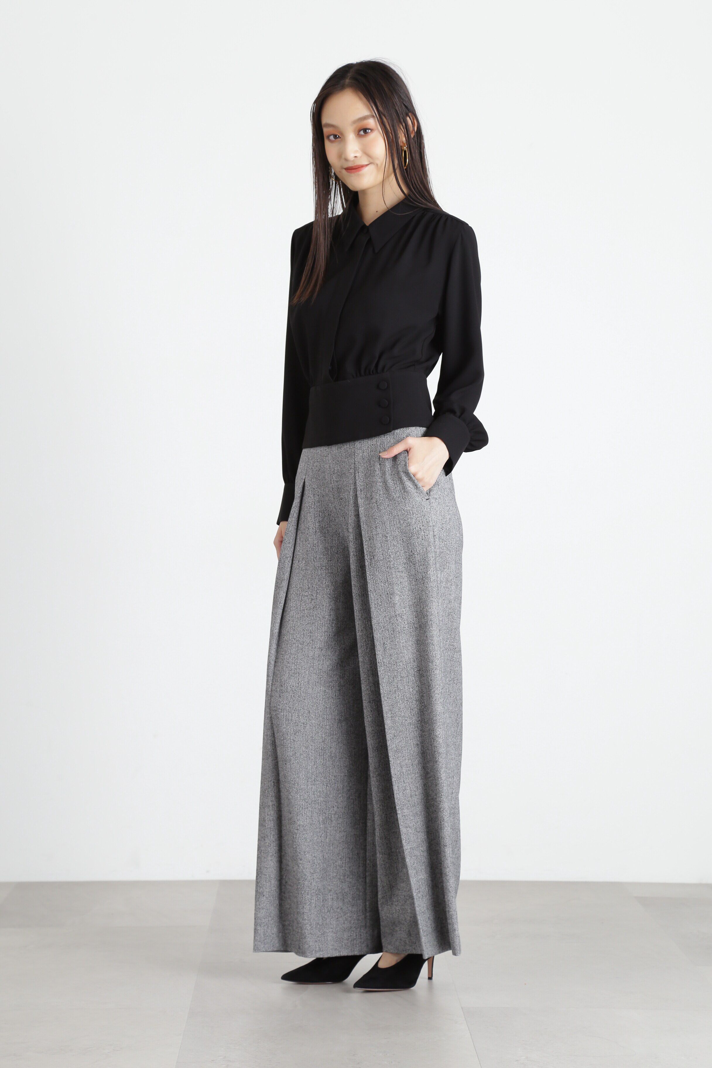  「へリンボーンタックワイドパンツ」|その他|