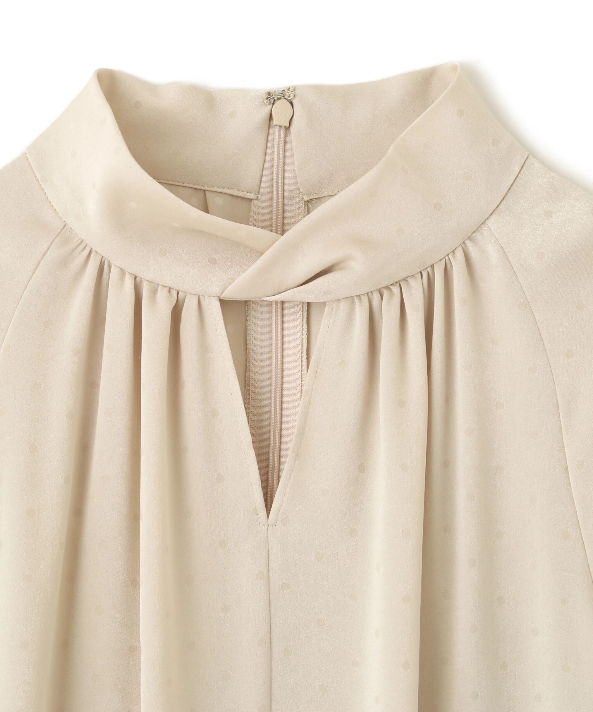  「◆ギャザーネックドットジャガードブラウス」|シャツ・ブラウス|