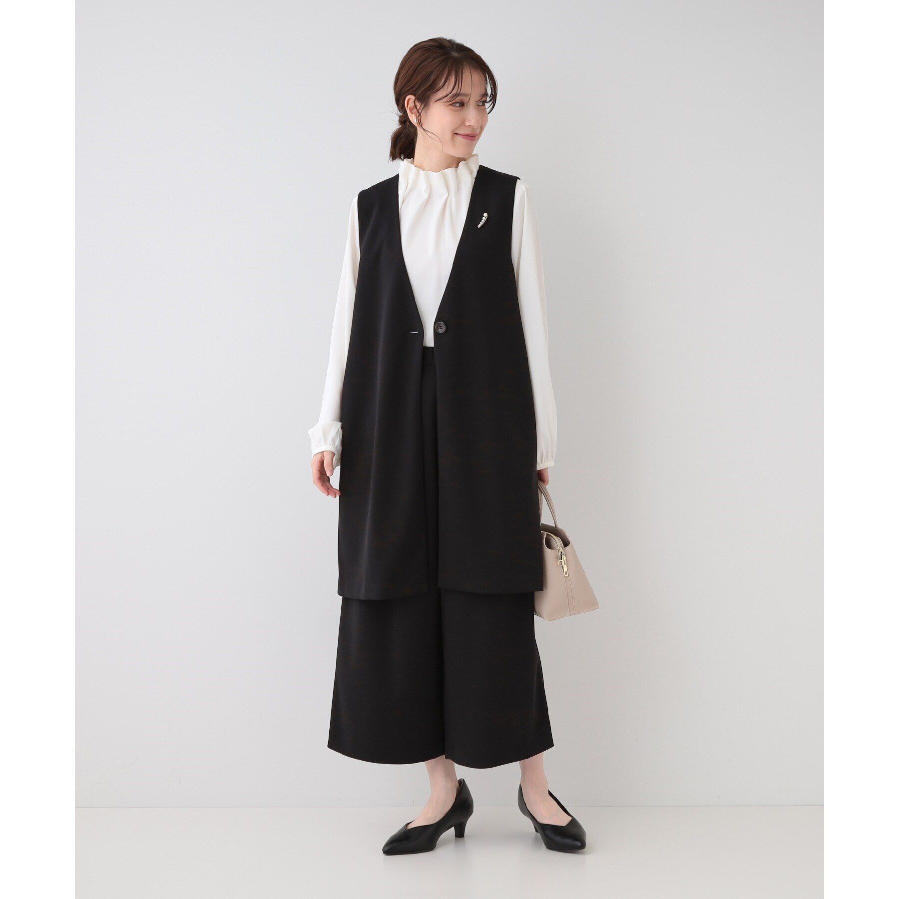 SHOO･LA･RUE「【洗える/S-3L/セットアップ可】セレモニーや通勤にも カットジョーゼット ジレ」|ベスト・ジレ|