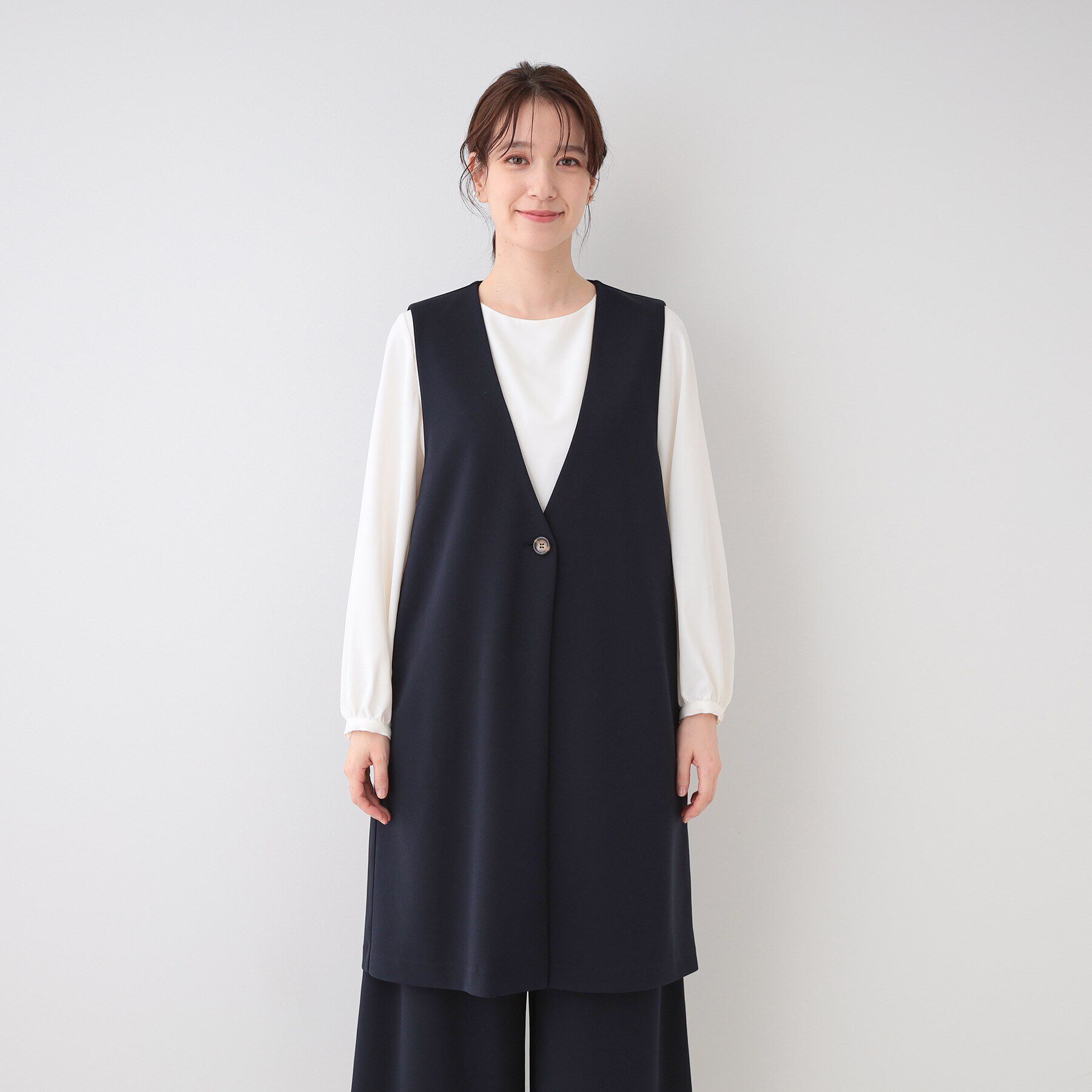 SHOO･LA･RUE「【洗える/S-3L/セットアップ可】セレモニーや通勤にも カットジョーゼット ジレ」|ベスト・ジレ|