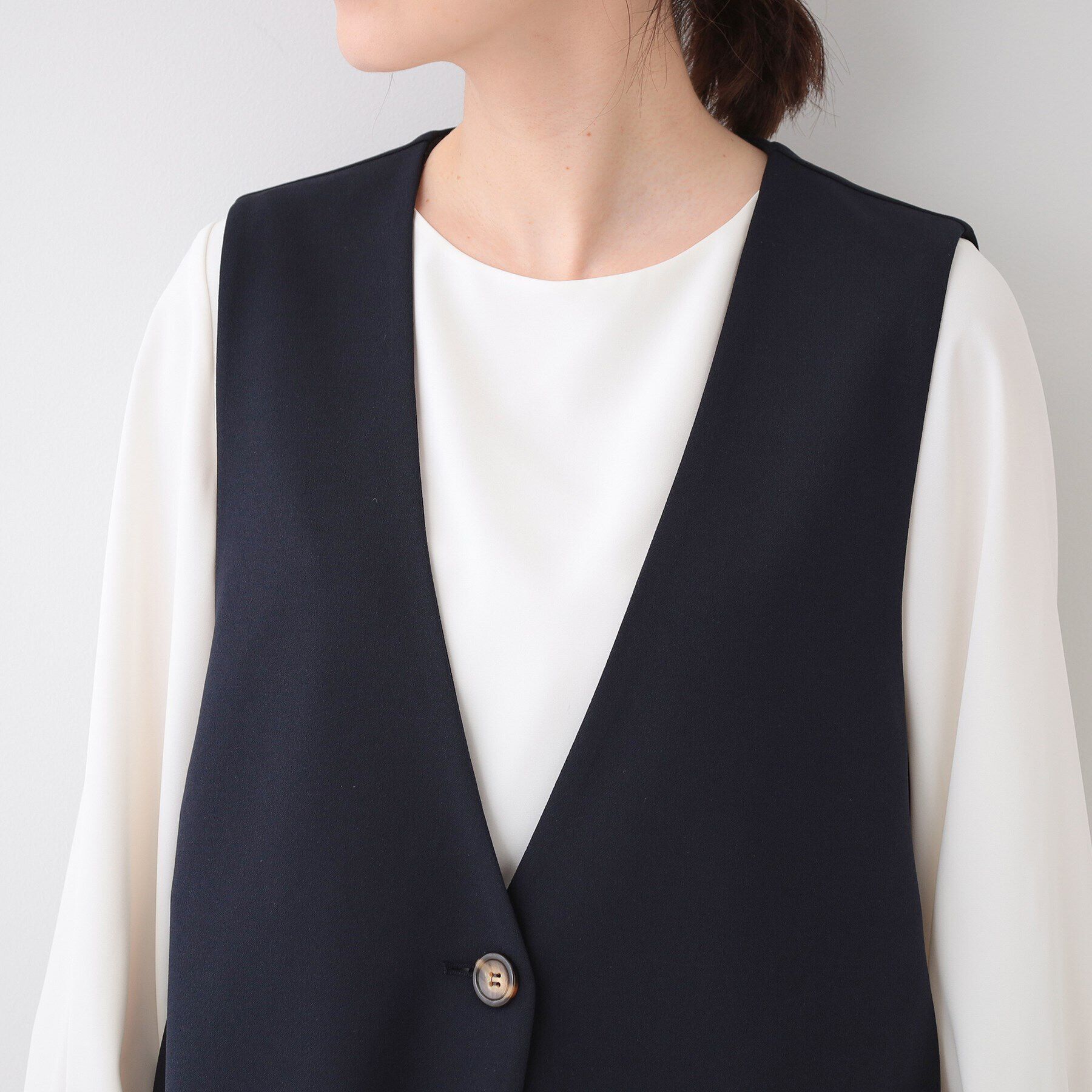 SHOO･LA･RUE「【洗える/S-3L/セットアップ可】セレモニーや通勤にも カットジョーゼット ジレ」|ベスト・ジレ|