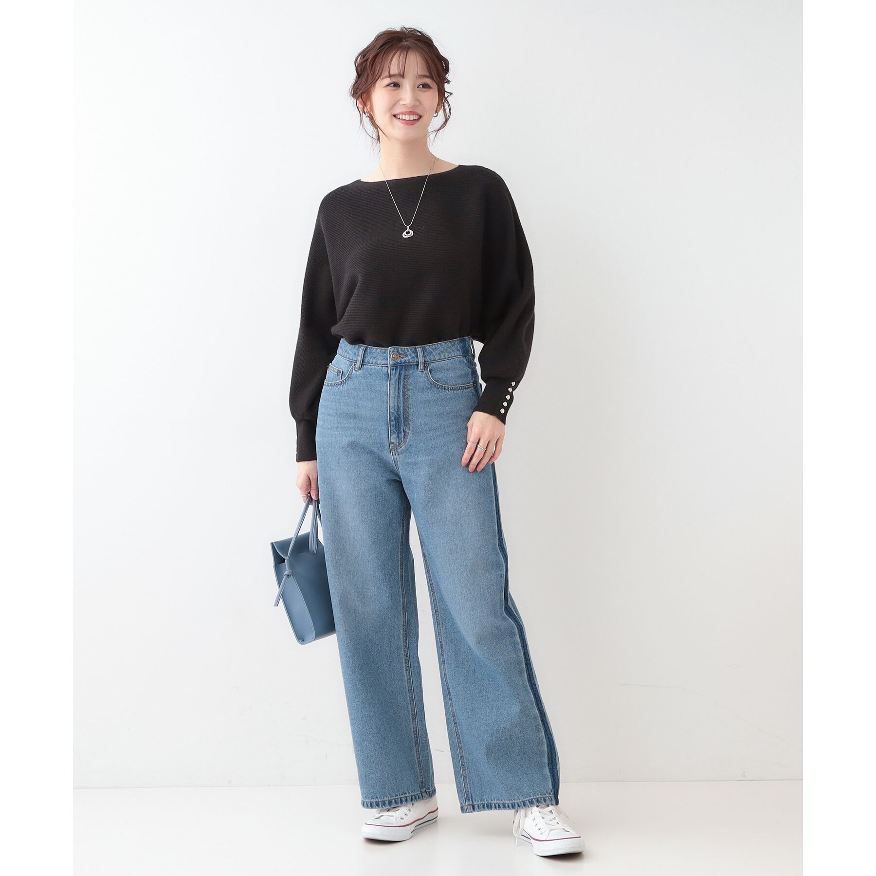 SHOO･LA･RUE「【洗える】大人の上品コーデに お袖ビジュー釦付きリブドルマンニット」|ニット・セーター|