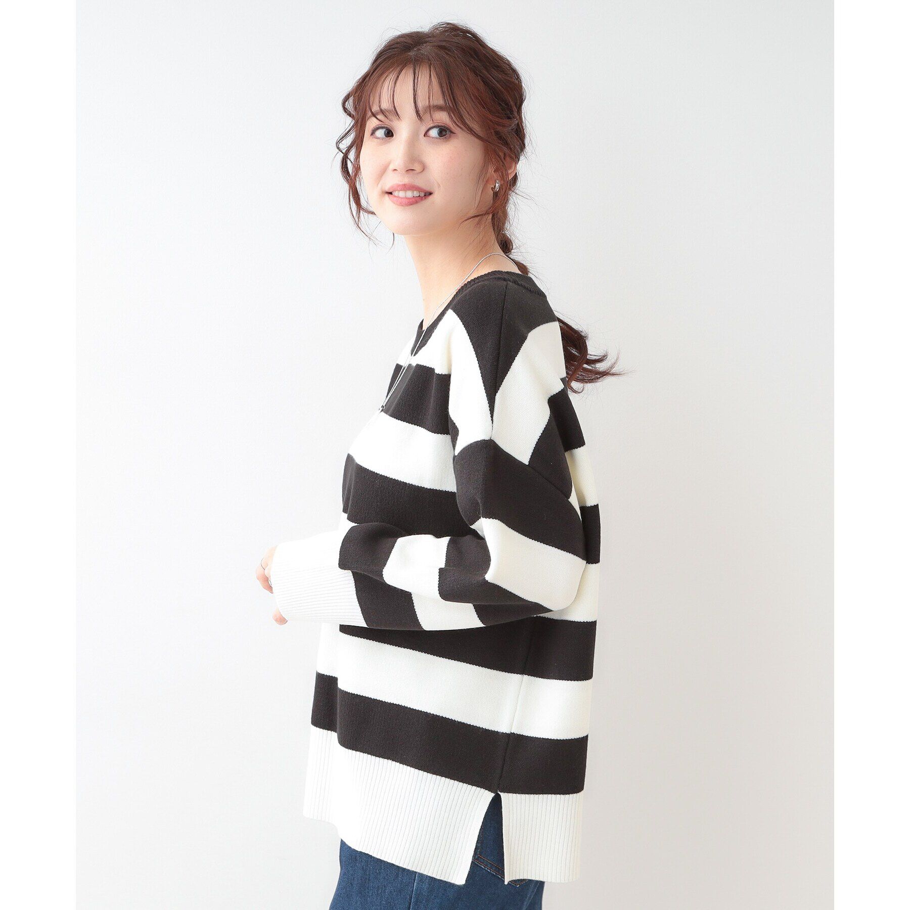 SHOO･LA･RUE「【S-LL/洗える】スウェットライク オーバーサイズニット」|ニット・セーター|