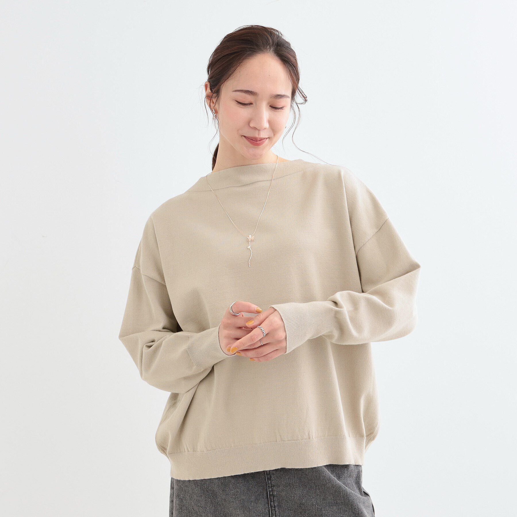 SHOO･LA･RUE「【洗える/S-LL】インせず着られる もちもちタッチ ボートネックニット」|ニット・セーター|