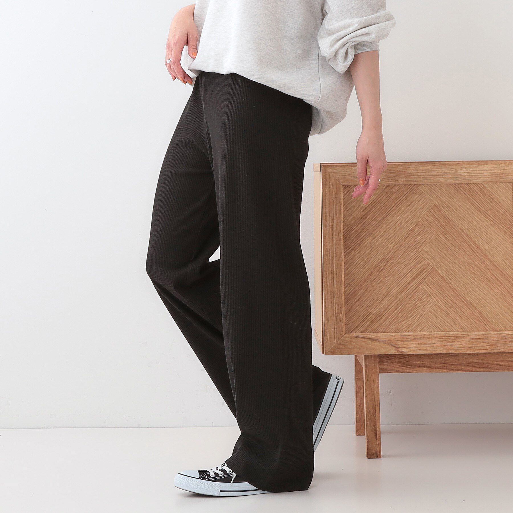 SHOO･LA･RUE「【洗える/S-LL】やわらか楽ちん カットリブパンツ」|その他|