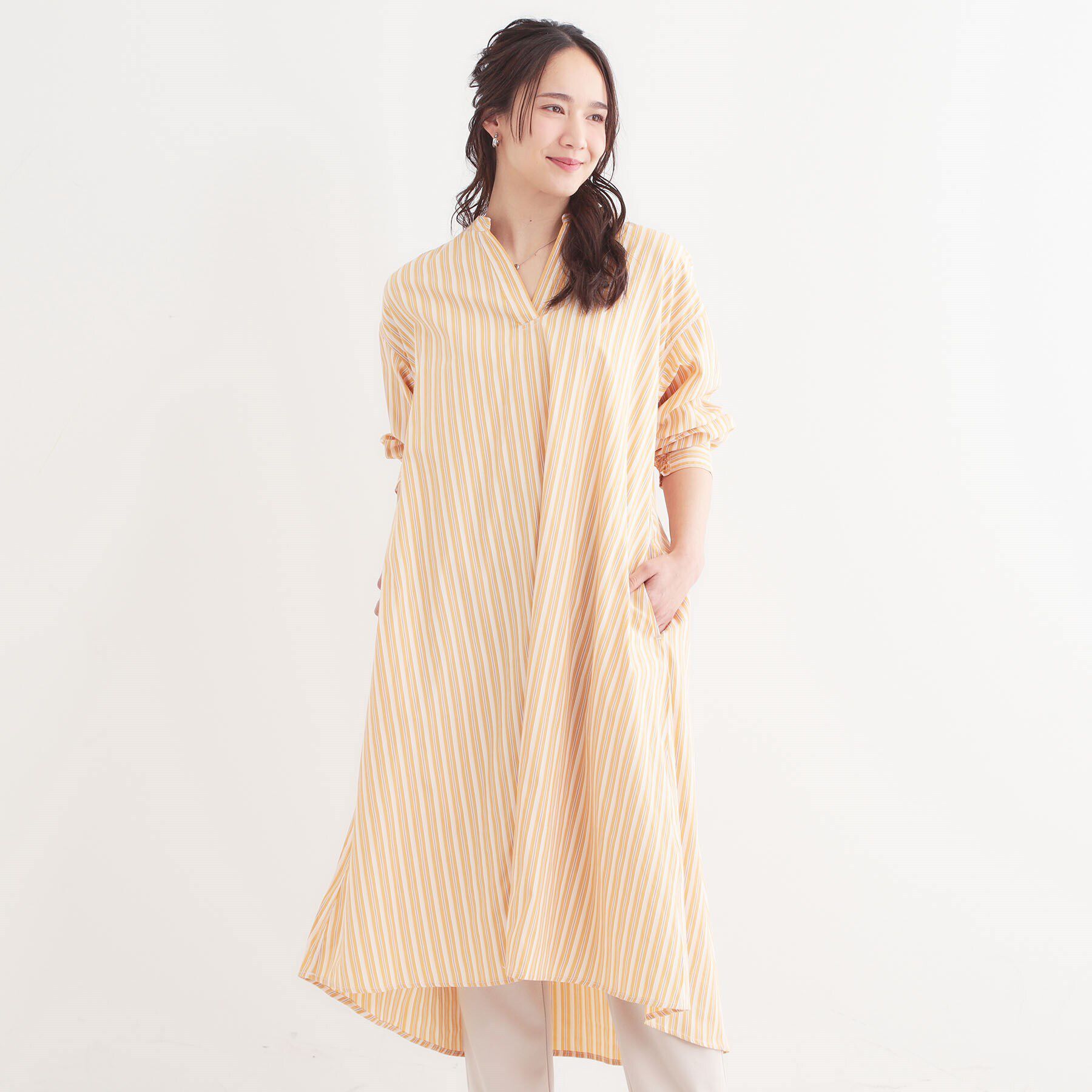 SHOO･LA･RUE「【洗える/S-LL】ストライプAラインワンピース」|ワンピース|