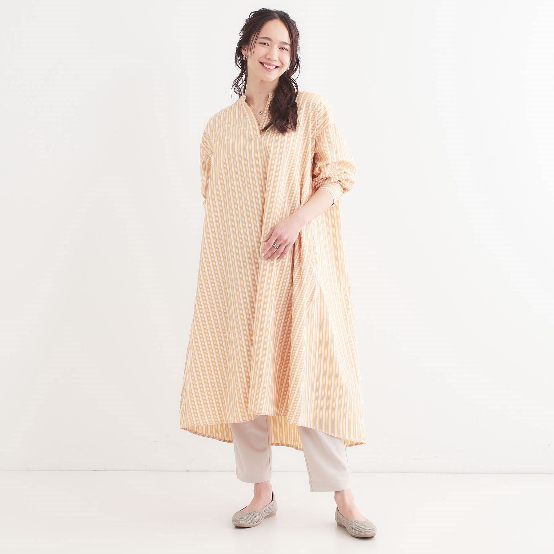 SHOO･LA･RUE「【洗える/S-LL】ストライプAラインワンピース」|ワンピース|