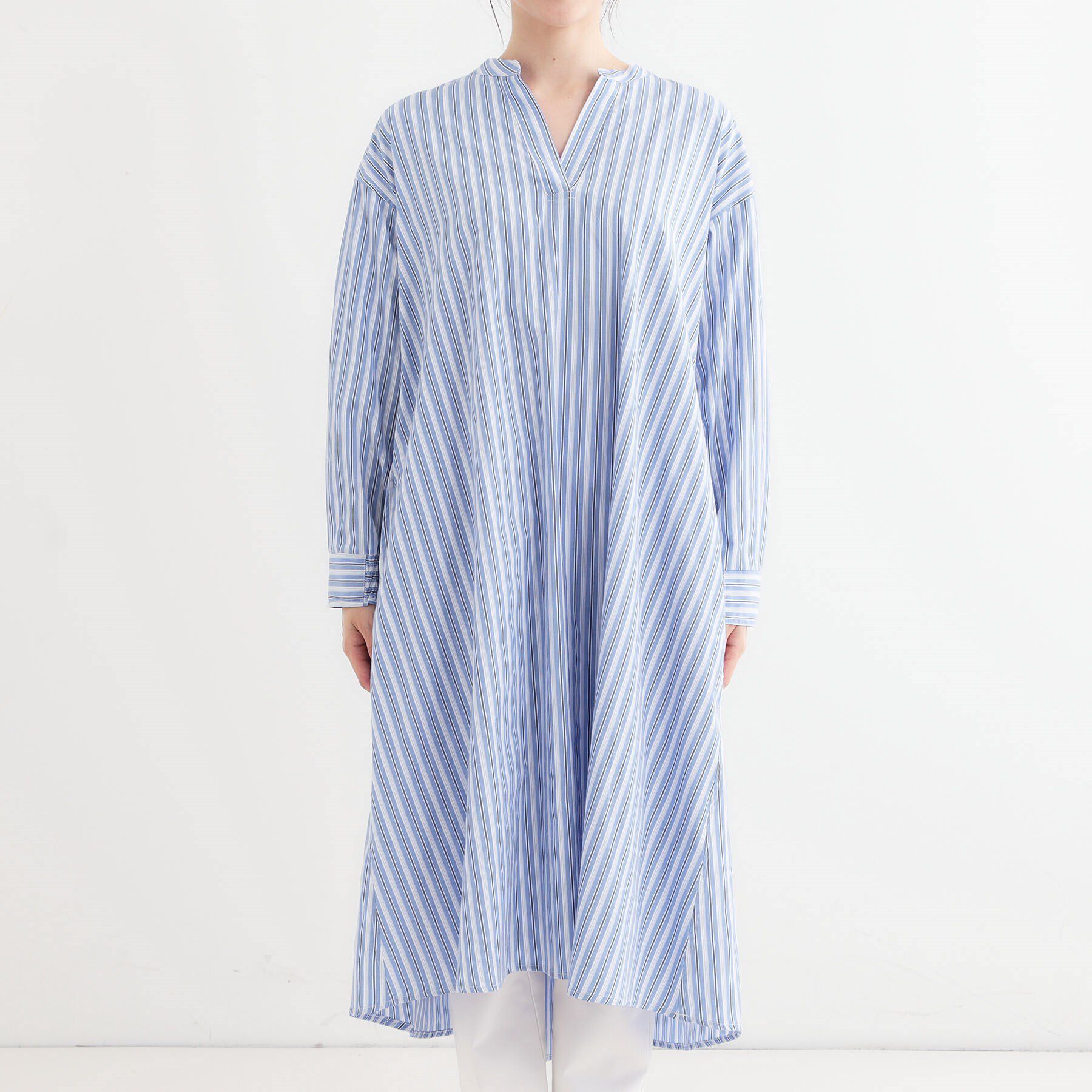 SHOO･LA･RUE「【洗える/S-LL】ストライプAラインワンピース」|ワンピース|