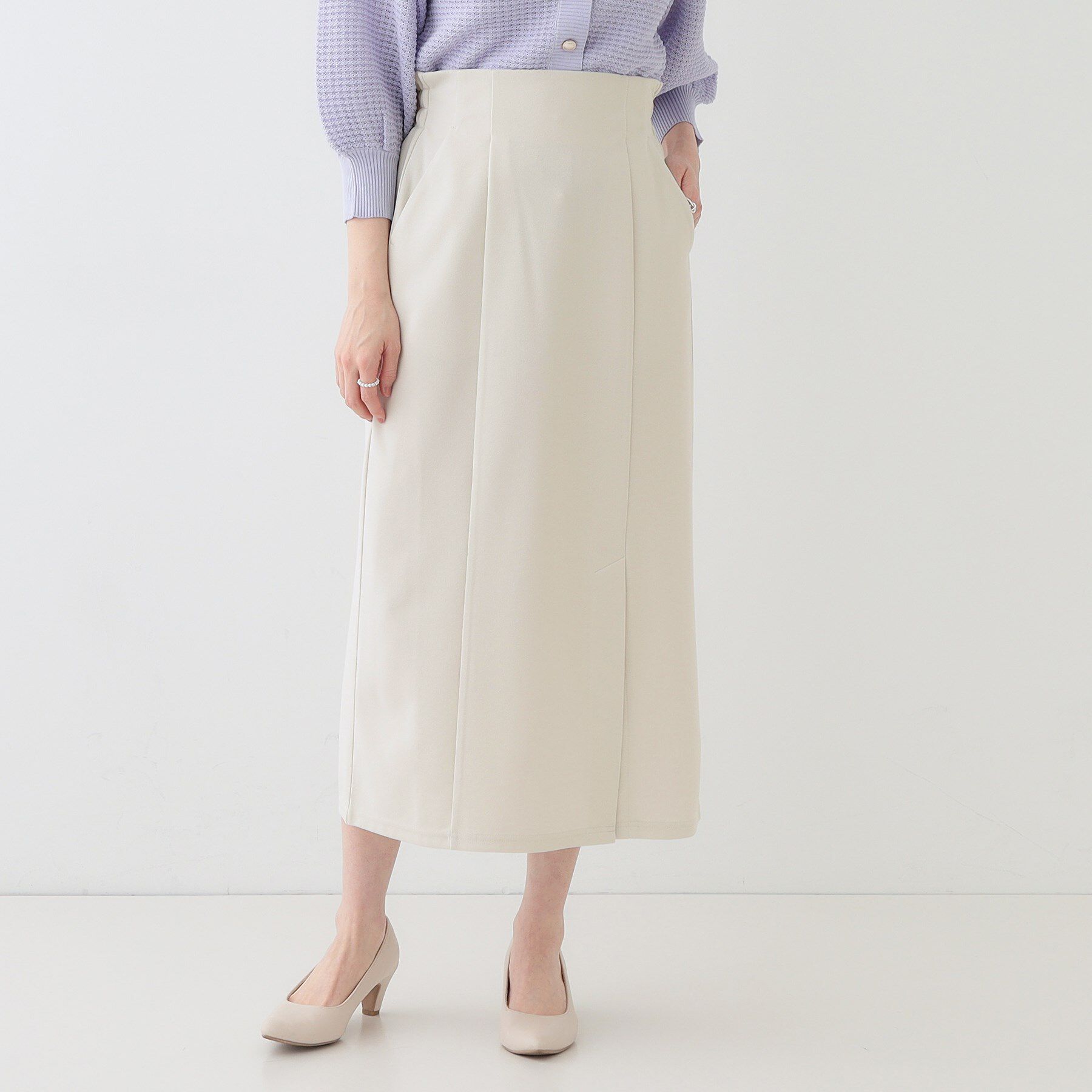 SHOO･LA･RUE「【洗える】洗濯後しわになりにくい カットジョーゼット ナロースカート」|スカート|