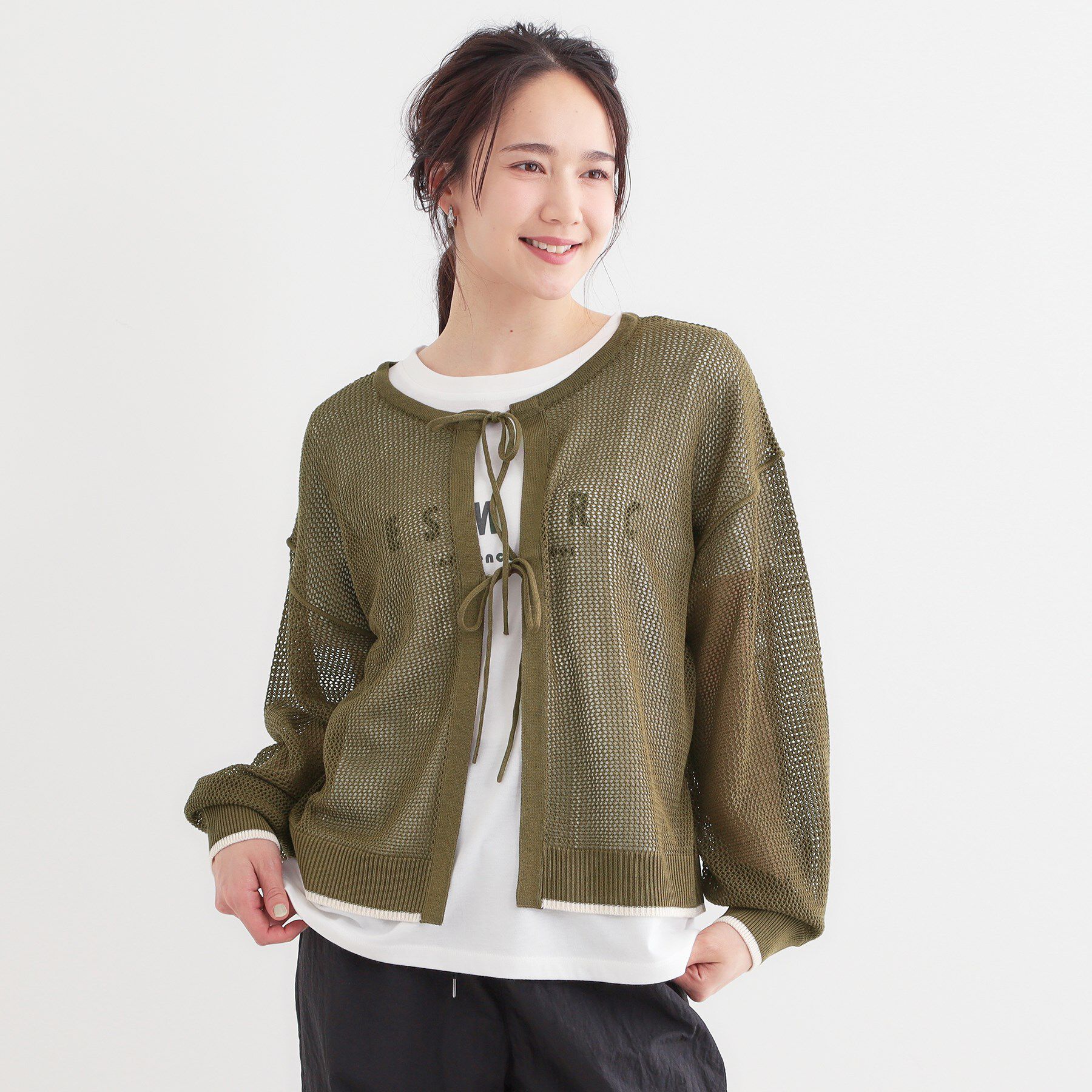 SHOO･LA･RUE「【S-LL/2点セット】前後2WAYで着られるメッシュニット＋ロゴTシャツ」|その他|