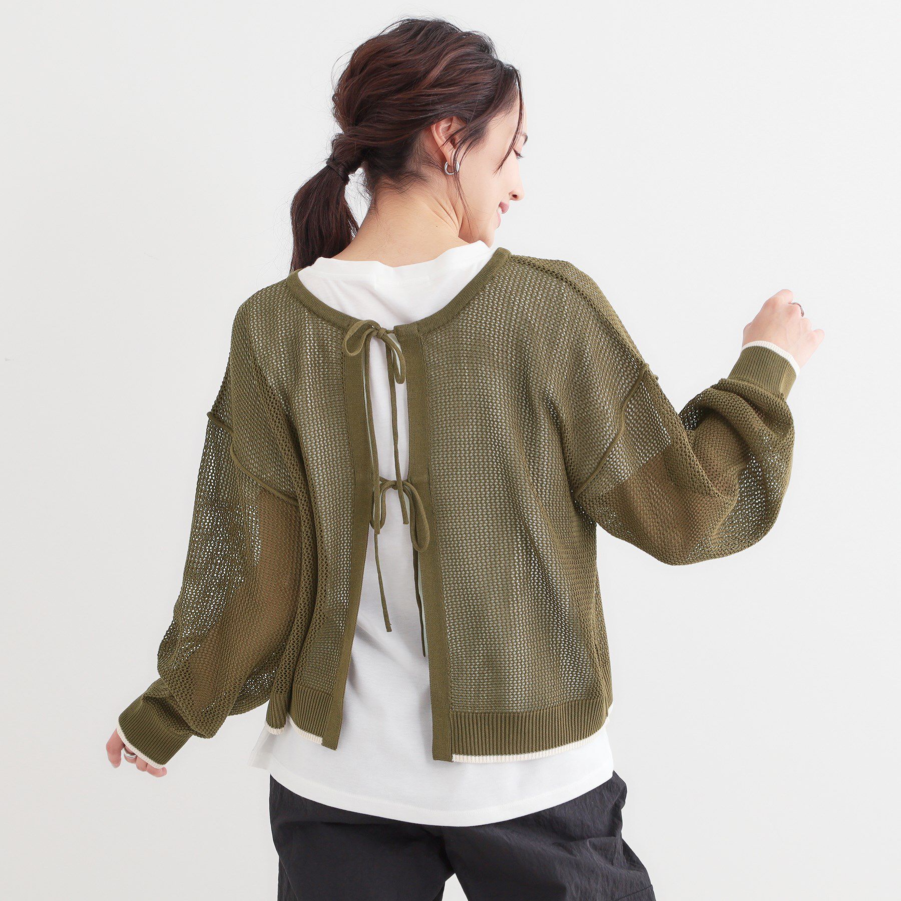 SHOO･LA･RUE「【S-LL/2点セット】前後2WAYで着られるメッシュニット＋ロゴTシャツ」|その他|