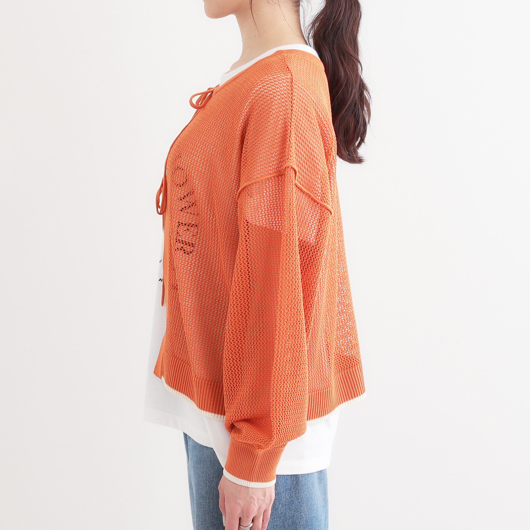 SHOO･LA･RUE「【S-LL/2点セット】前後2WAYで着られるメッシュニット＋ロゴTシャツ」|その他|