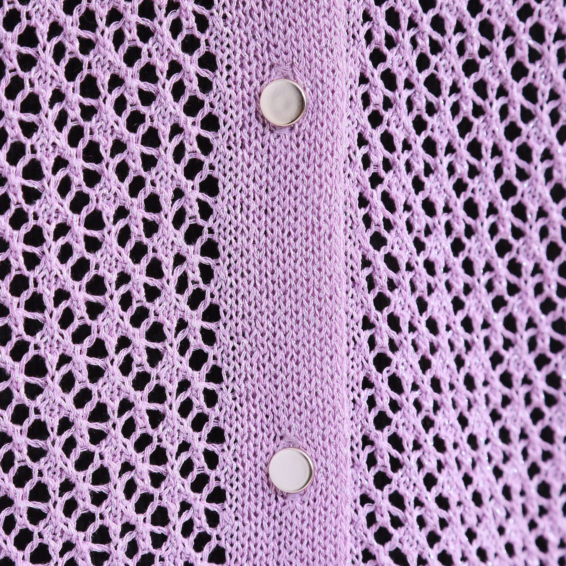 SHOO･LA･RUE「【S-LL/2WAY】ラメが華やか 透かしニットカーディガン」|カーディガン|