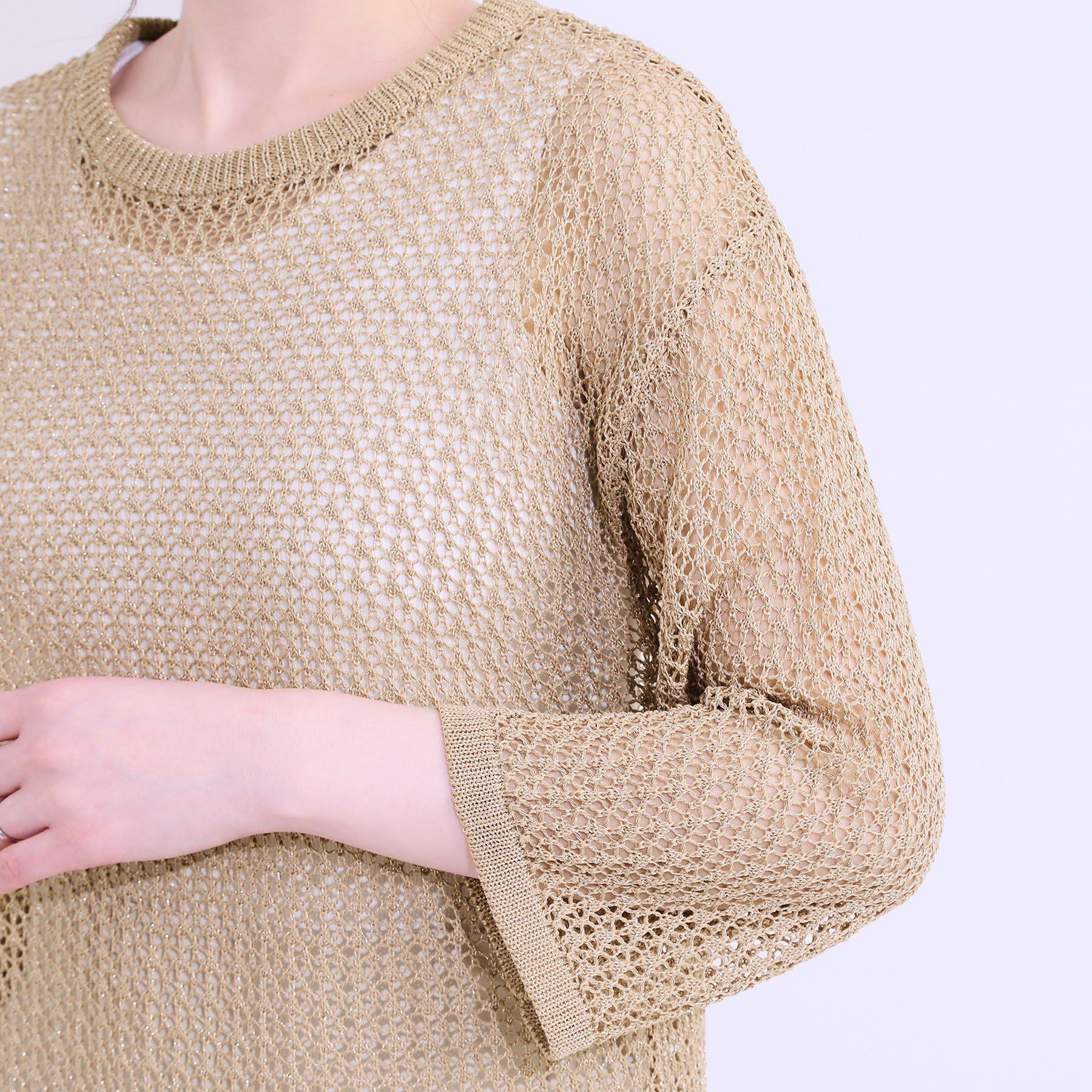 SHOO･LA･RUE「【S-LL/2WAY】ラメが華やか 透かしニットカーディガン」|カーディガン|