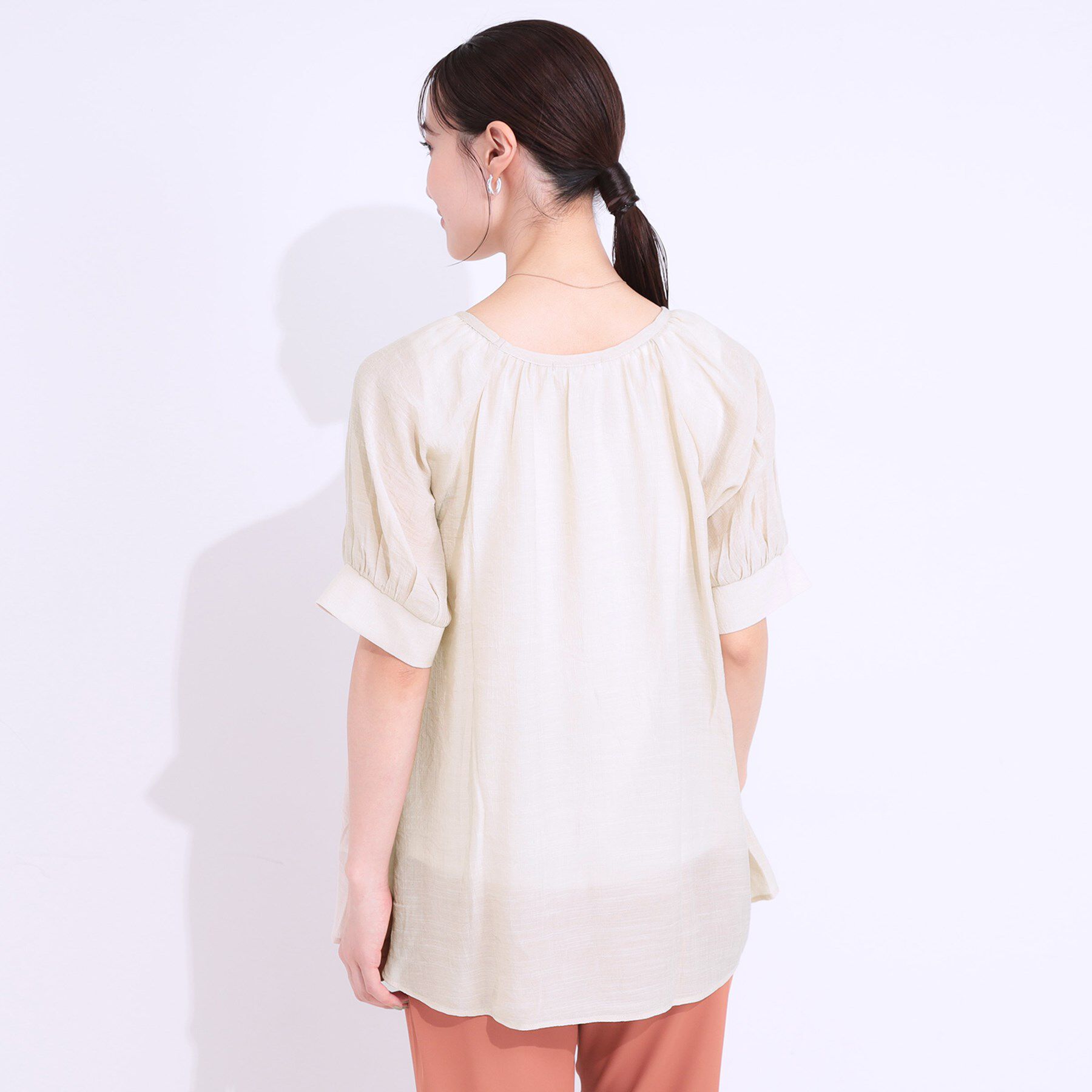 SHOO･LA･RUE「【S-LL/2点セット】インせず着られる はしごレース5分袖ブラウス」|シャツ・ブラウス|