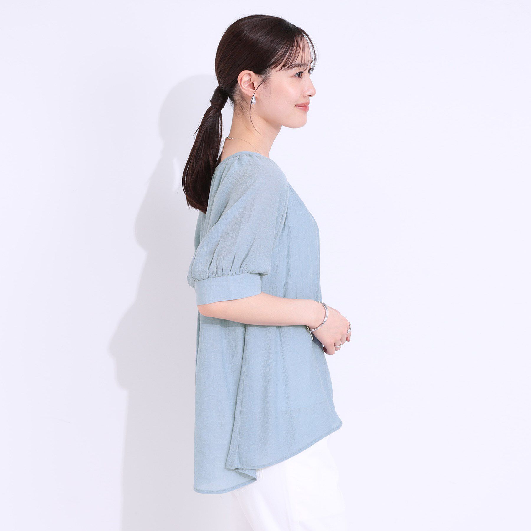 SHOO･LA･RUE「【S-LL/2点セット】インせず着られる はしごレース5分袖ブラウス」|シャツ・ブラウス|