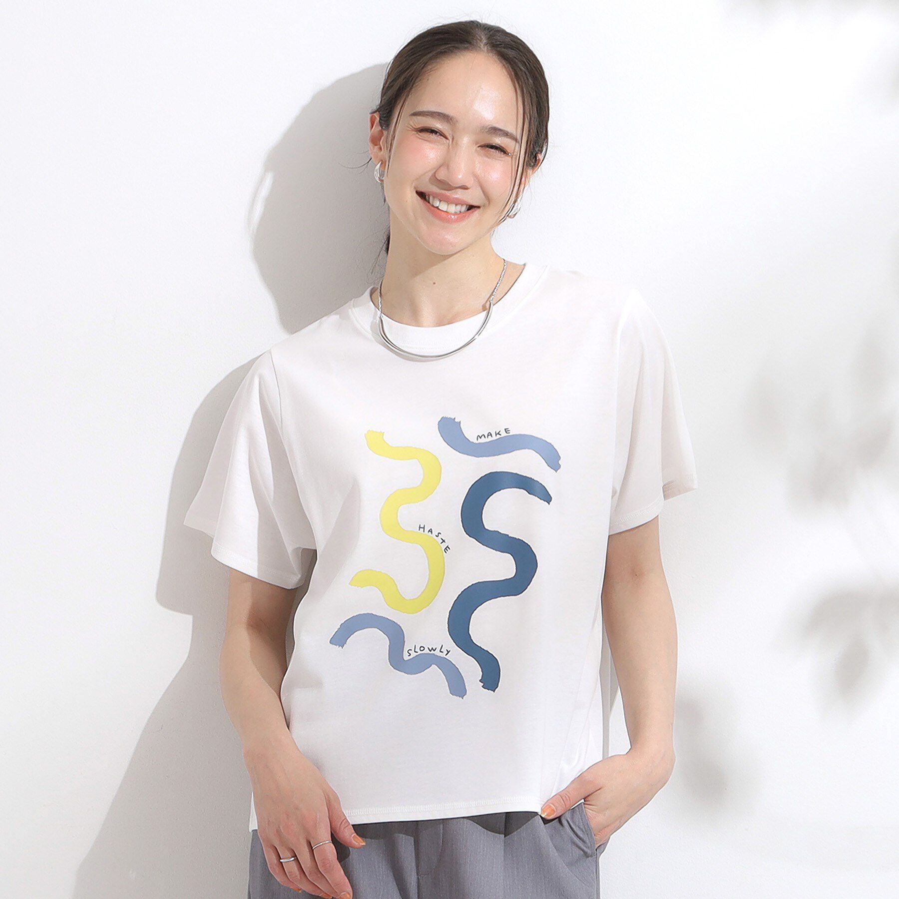 SHOO･LA･RUE「【S-LL/ひんやり/汗ジミ軽減/UVカット】グラフィックアソートTシャツ」|Tシャツ・カットソー|