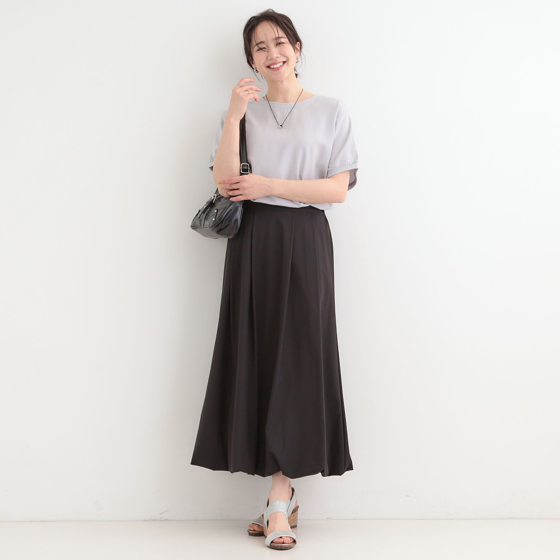 SHOO･LA･RUE「【ひんやり/洗濯後しわになりにくい】リブ切り替えドルマンブラウス」|シャツ・ブラウス|