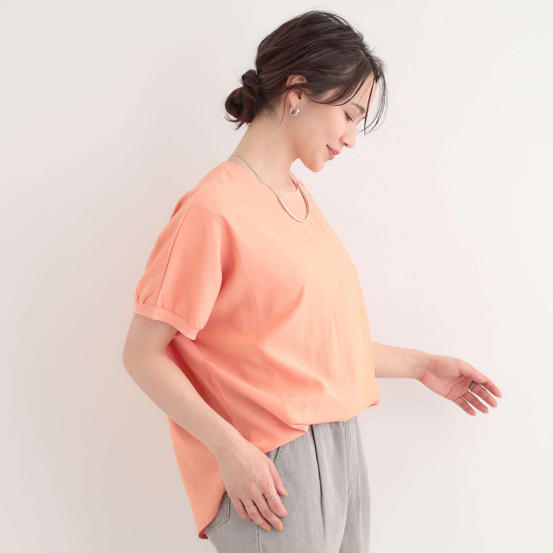 SHOO･LA･RUE「【ひんやり/洗濯後しわになりにくい】リブ切り替えドルマンブラウス」|シャツ・ブラウス|