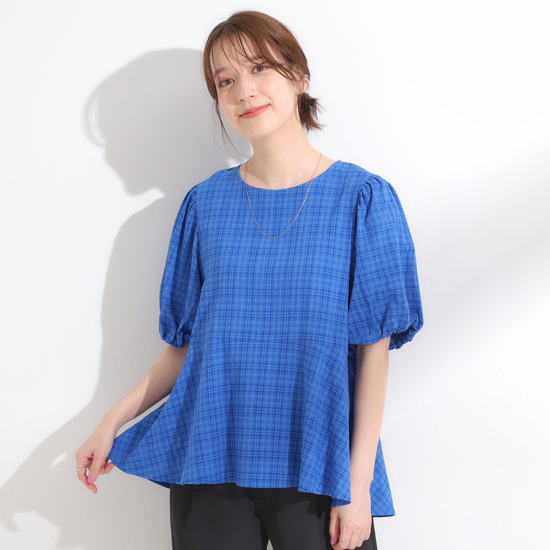 SHOO･LA･RUE「【S-LL】バルーン袖で大人可愛く ペプラムブラウス」|シャツ・ブラウス|