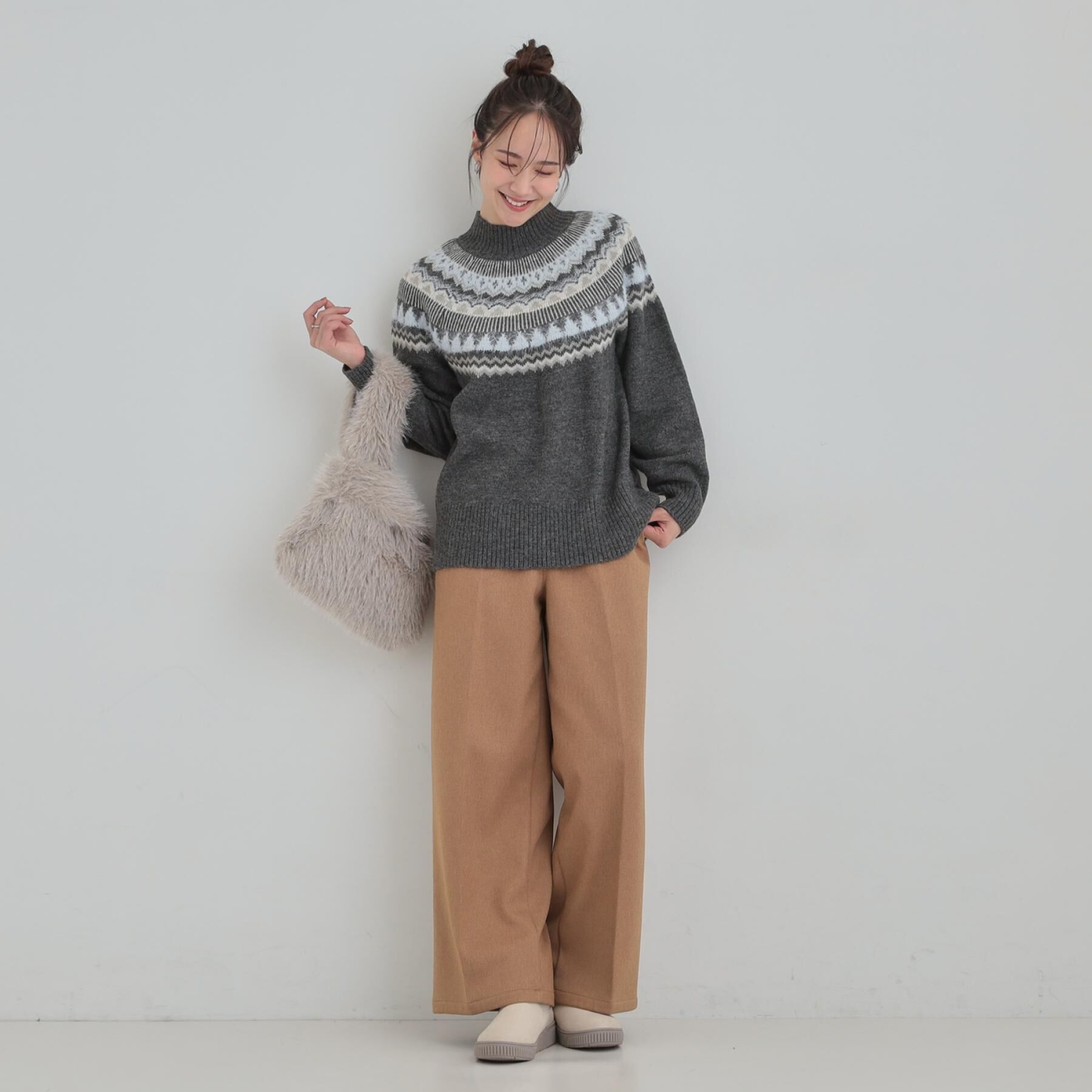 SHOO･LA･RUE「【洗濯機可/S-LL】配色が大人かわいい　フェアアイル柄求心ニット」|ニット・セーター|