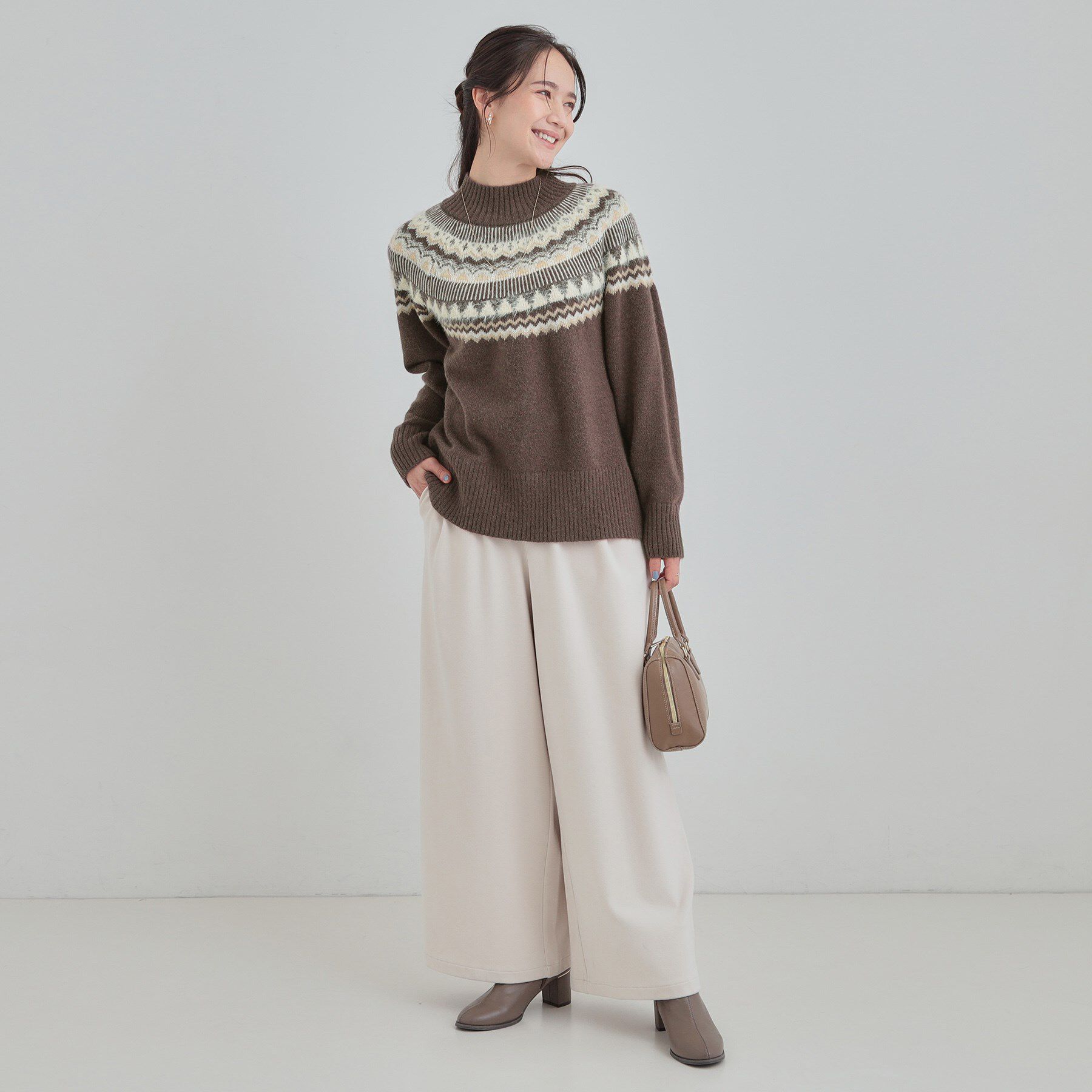 SHOO･LA･RUE「【洗濯機可/S-LL】配色が大人かわいい　フェアアイル柄求心ニット」|ニット・セーター|