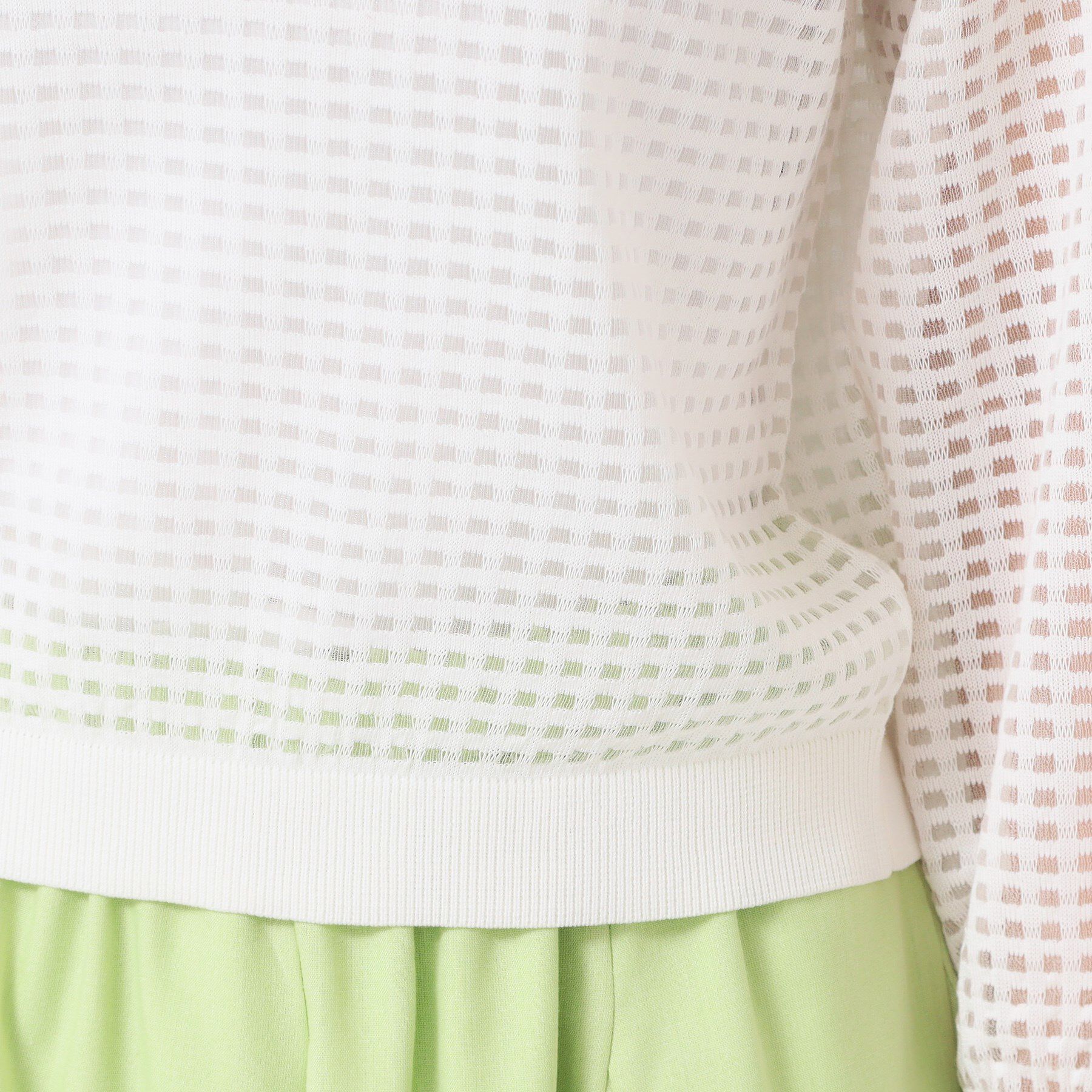 Dessin「【洗える】チェック柄シアーニット」|ニット・セーター|