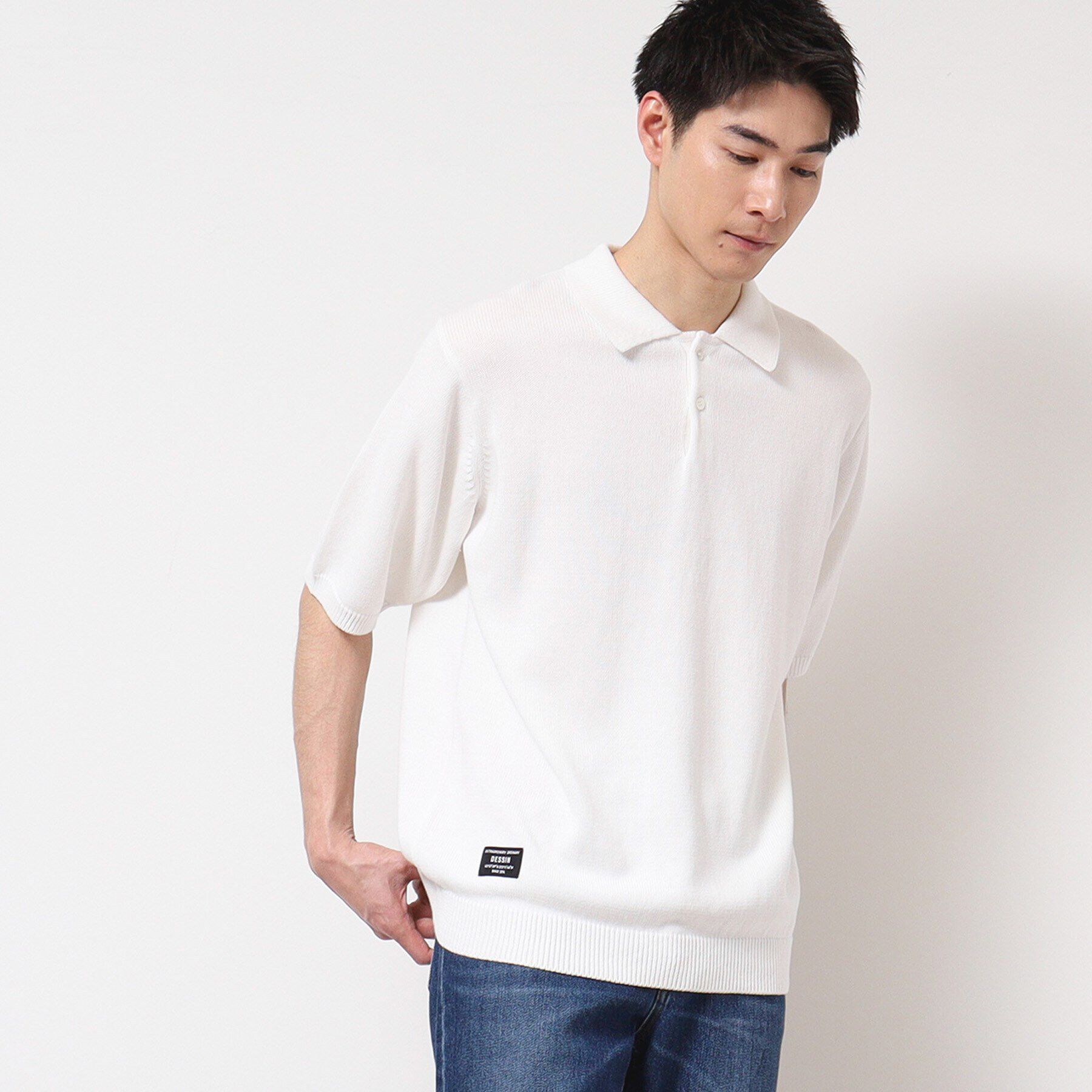 Dessin「【洗える】ニットポロシャツ」|ポロシャツ|ホワイト(001)