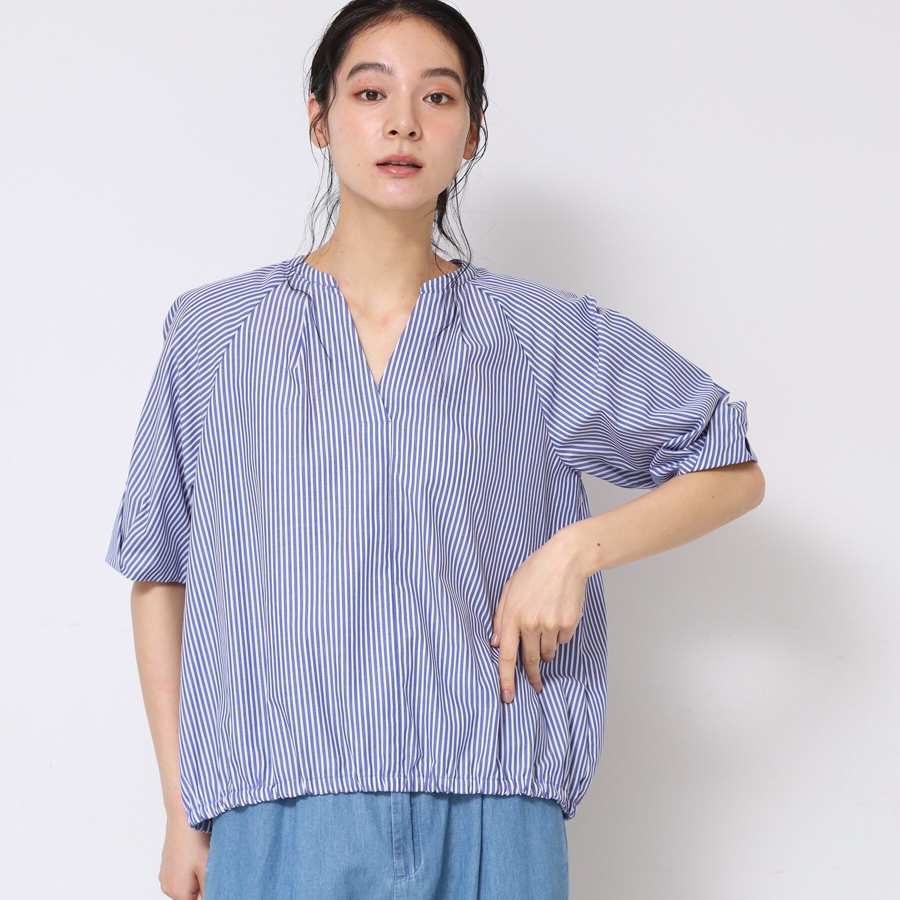 Dessin「【洗える・4サイズ展開】パフスリーブ五分袖ブラウス（XS～L）」|シャツ・ブラウス|