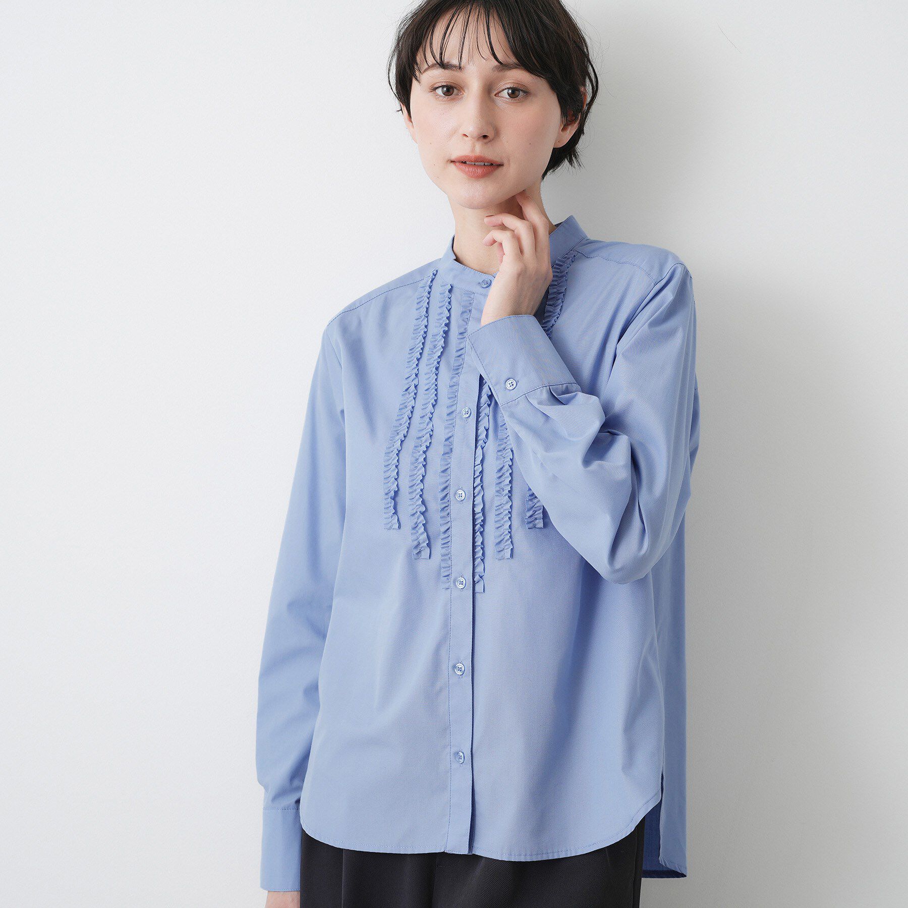 Dessin「【着映え/洗える】フロントフリルネックブラウス」|シャツ・ブラウス|