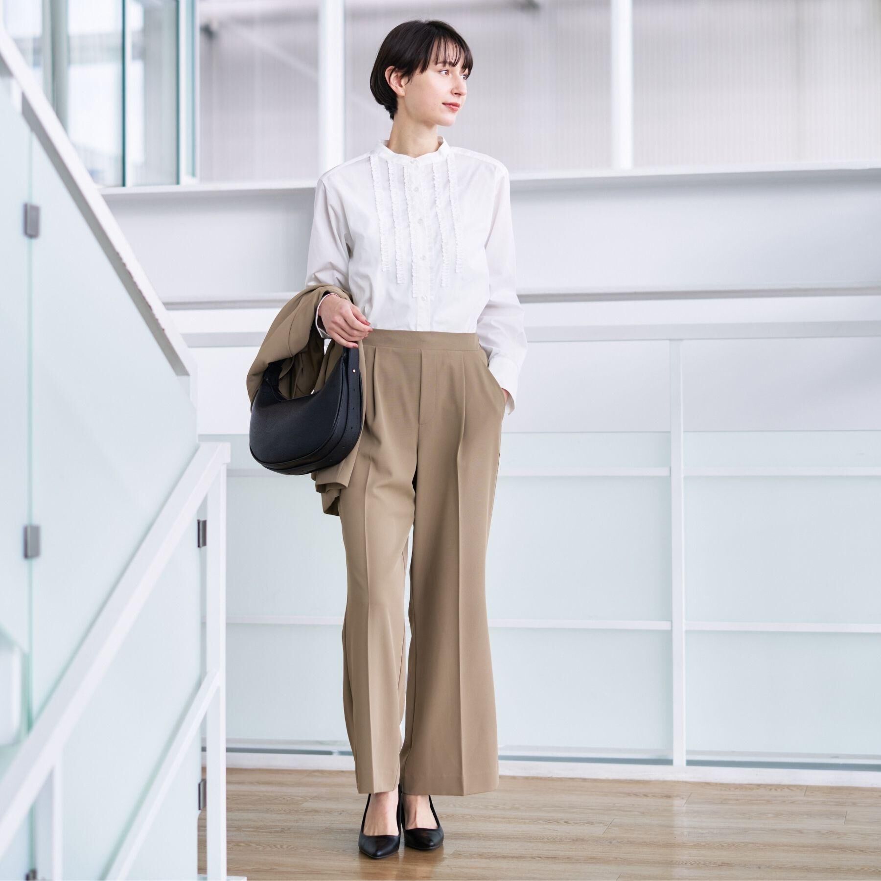 Dessin「【着映え/洗える】フロントフリルネックブラウス」|シャツ・ブラウス|