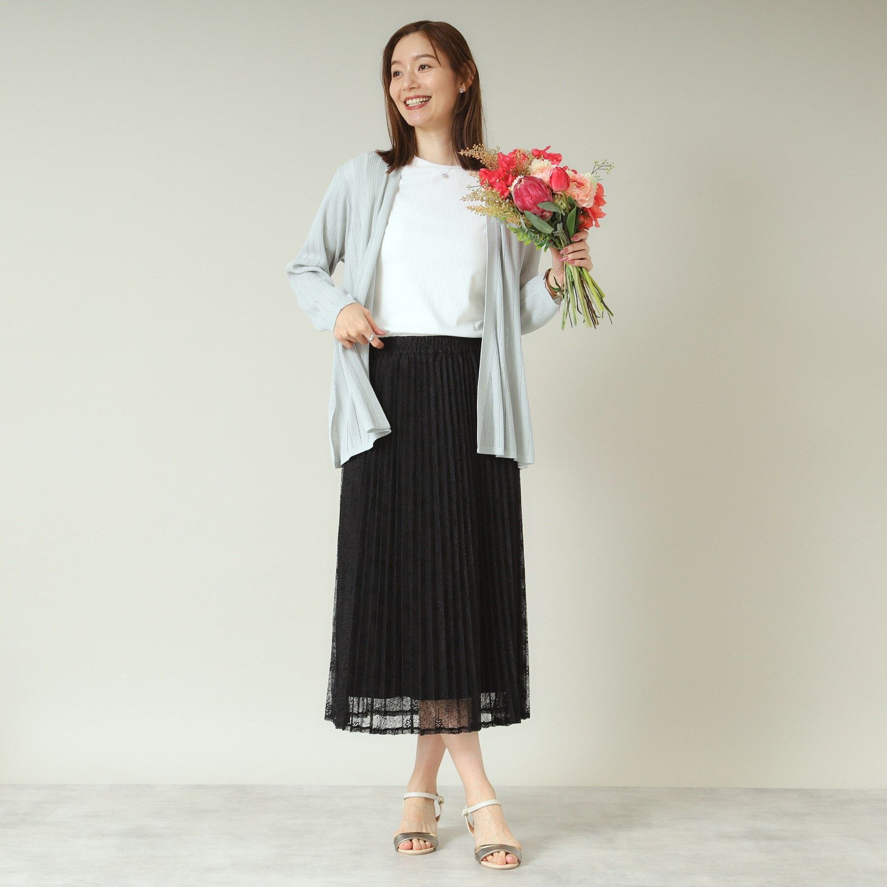 ITS&rsquo;DEMO「【手洗い可】透かし編み着流しカーデ」|カーディガン|