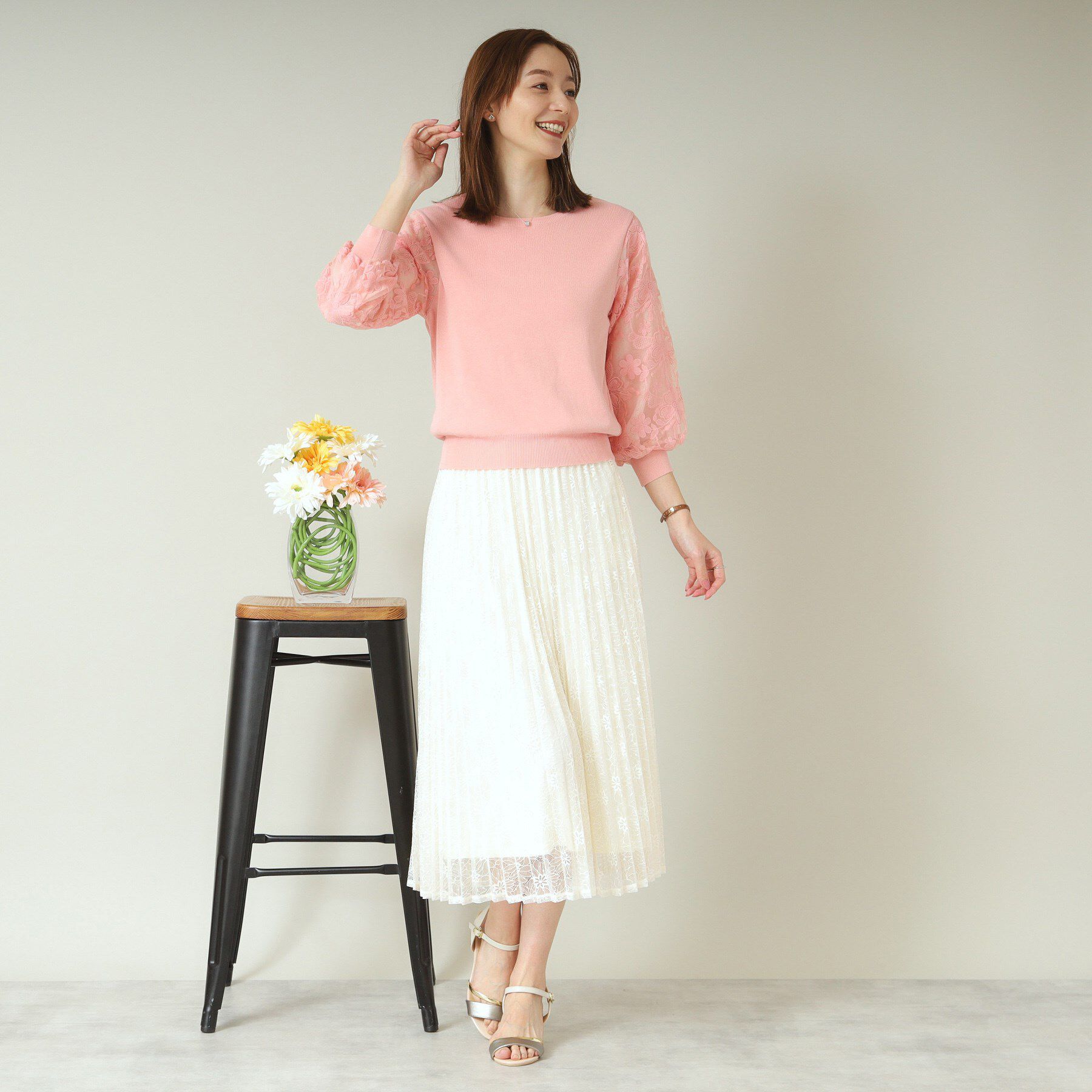 ITS&rsquo;DEMO「【ウエストゴム／手洗い可】レースプリーツスカート」|スカート|