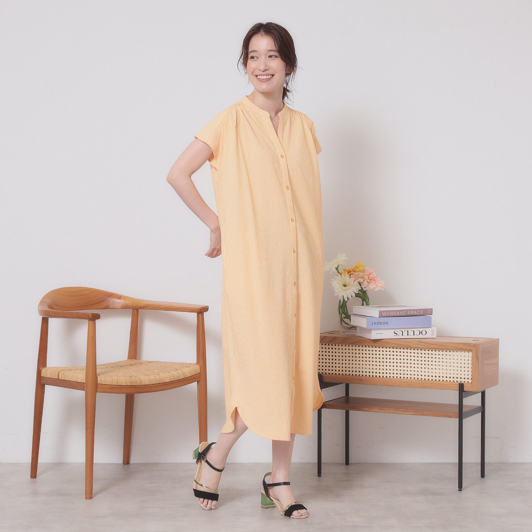 ITS&rsquo;DEMO「【洗濯機OK／洗濯後しわになりにくい】カットサッカー前開きワンピース」|ワンピース|