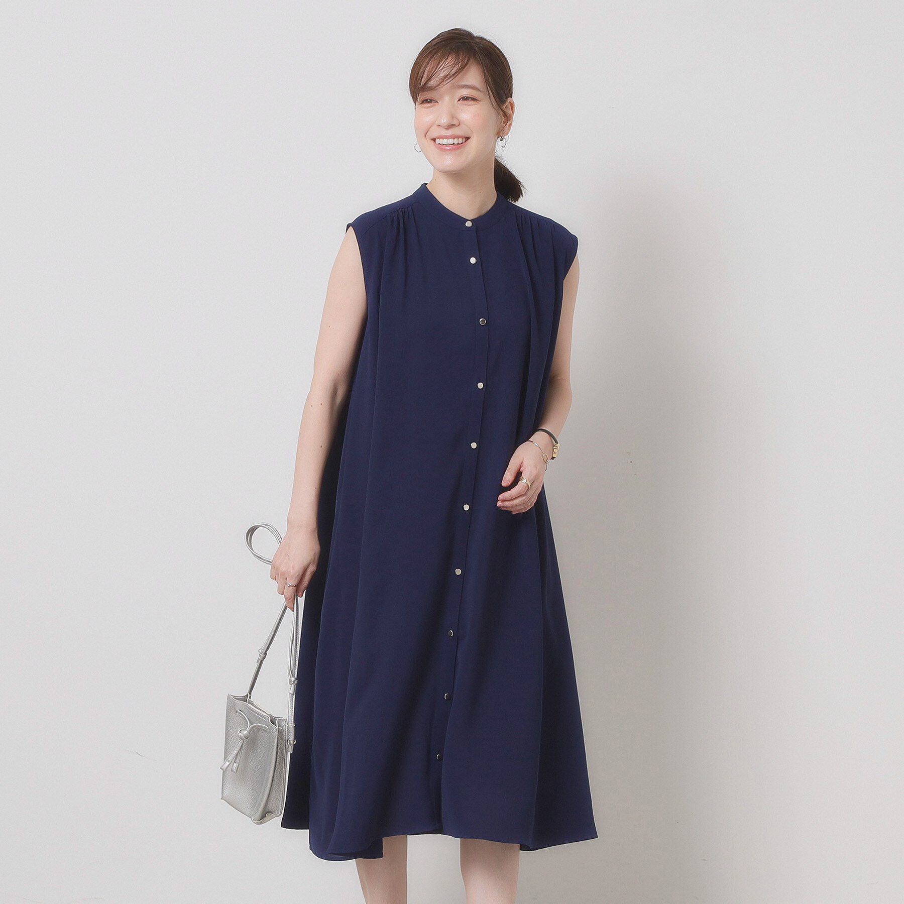 ITS&rsquo;DEMO「【接触冷感／手洗い可】前開きワンピース」|ワンピース|ネイビー(094)