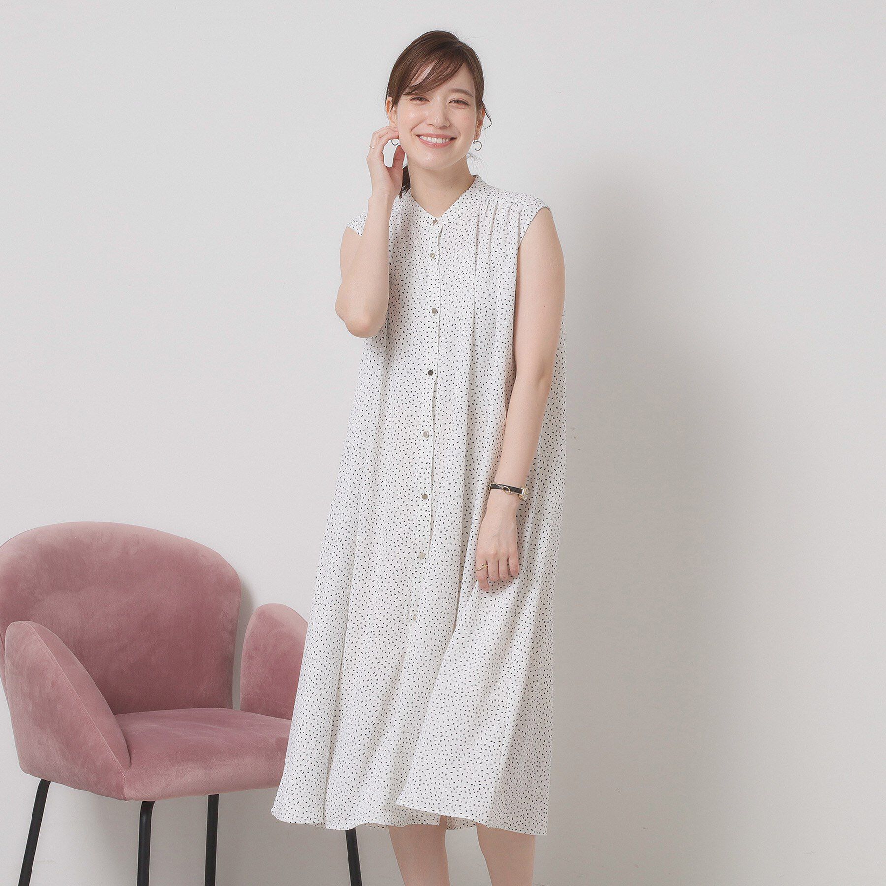 ITS&rsquo;DEMO「【接触冷感／手洗い可】前開きワンピース」|ワンピース|オフホワイト(103