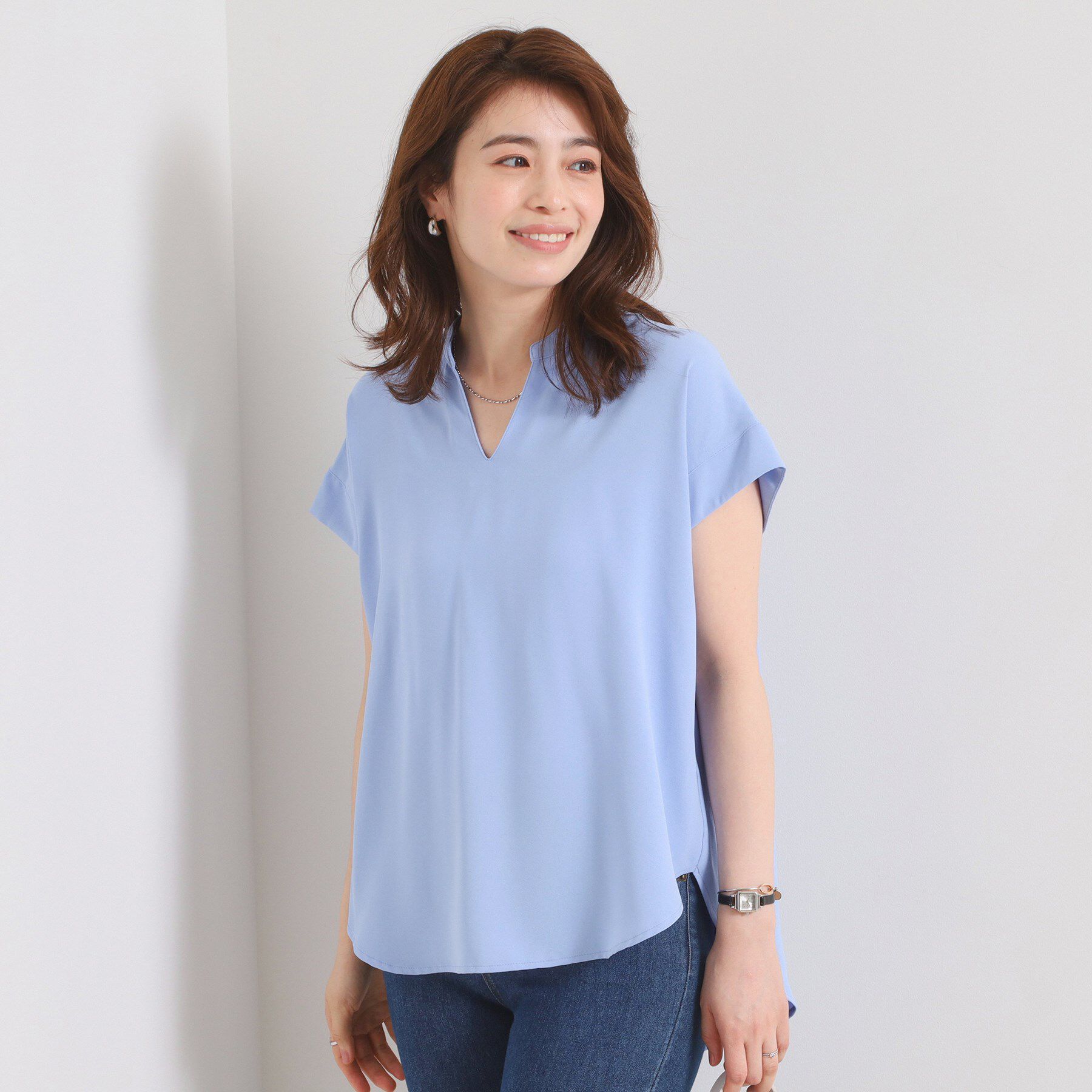 ITS&rsquo;DEMO「【接触冷感／手洗い可】バックギャザーブラウス」|シャツ・ブラウス|ブルー(091)