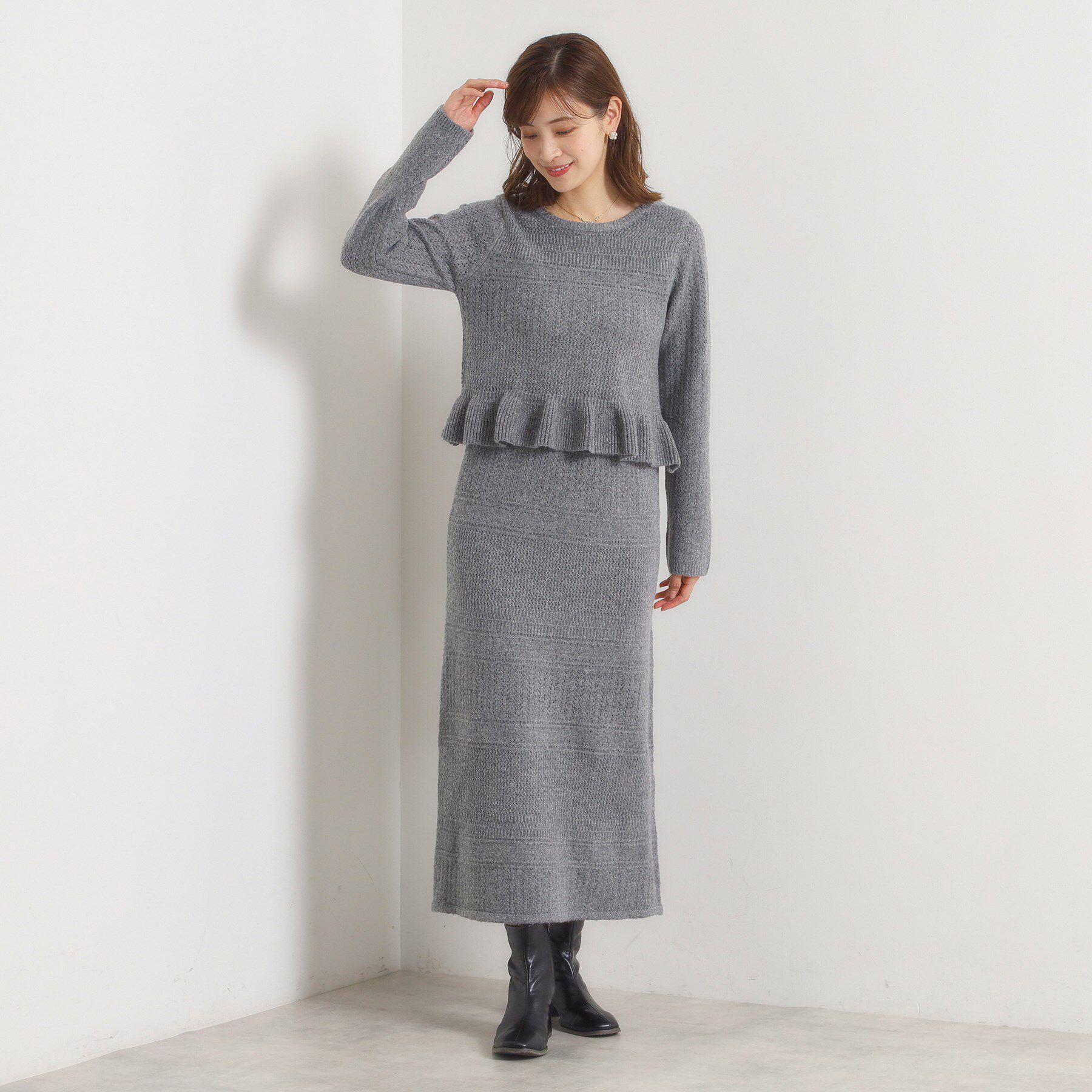 ITS&rsquo;DEMO「【手洗い可／セットアップ可】柄編みニットスカート」|スカート|