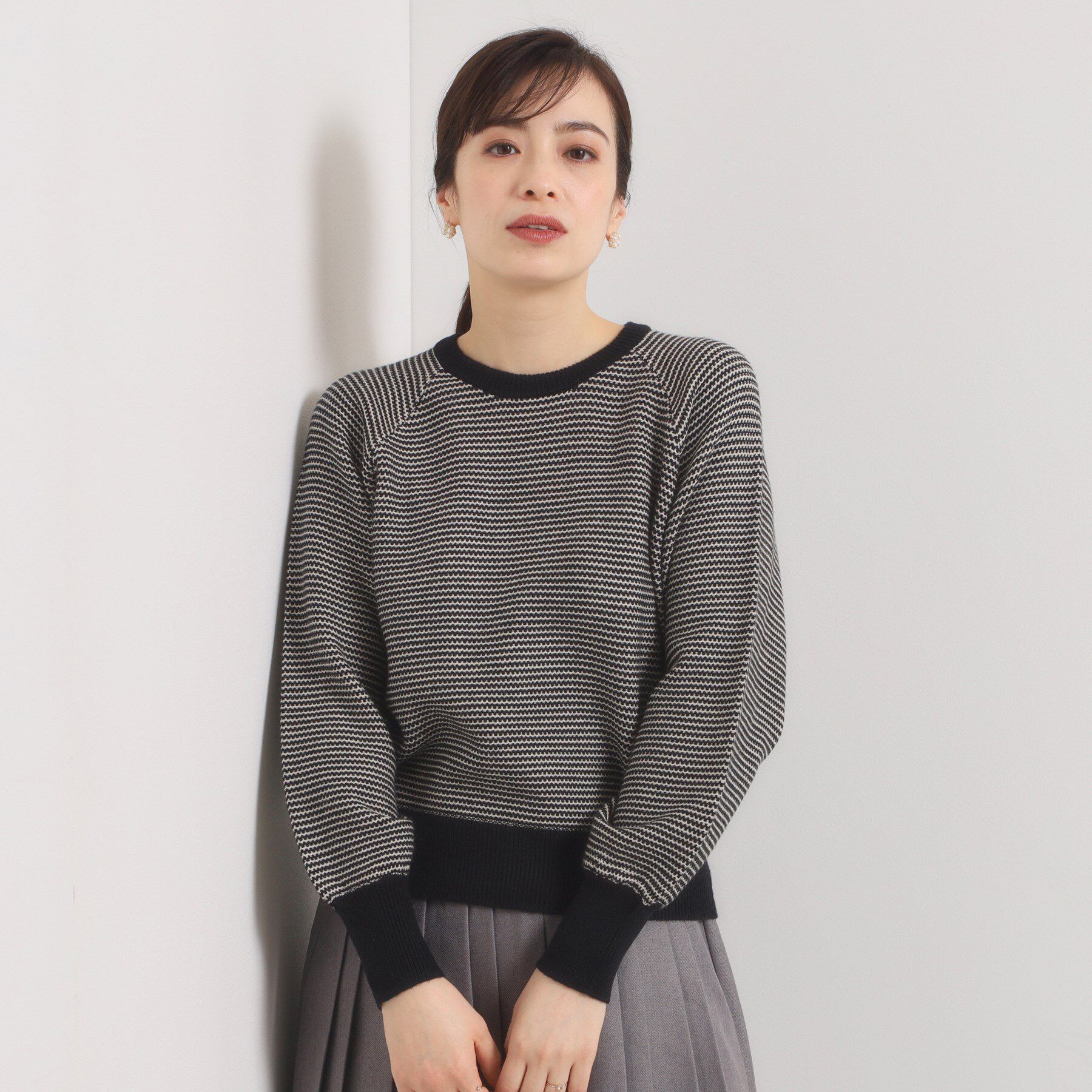 ITS&rsquo;DEMO「【手洗い可】柄編みニット」|ニット・セーター|ブラック(519)